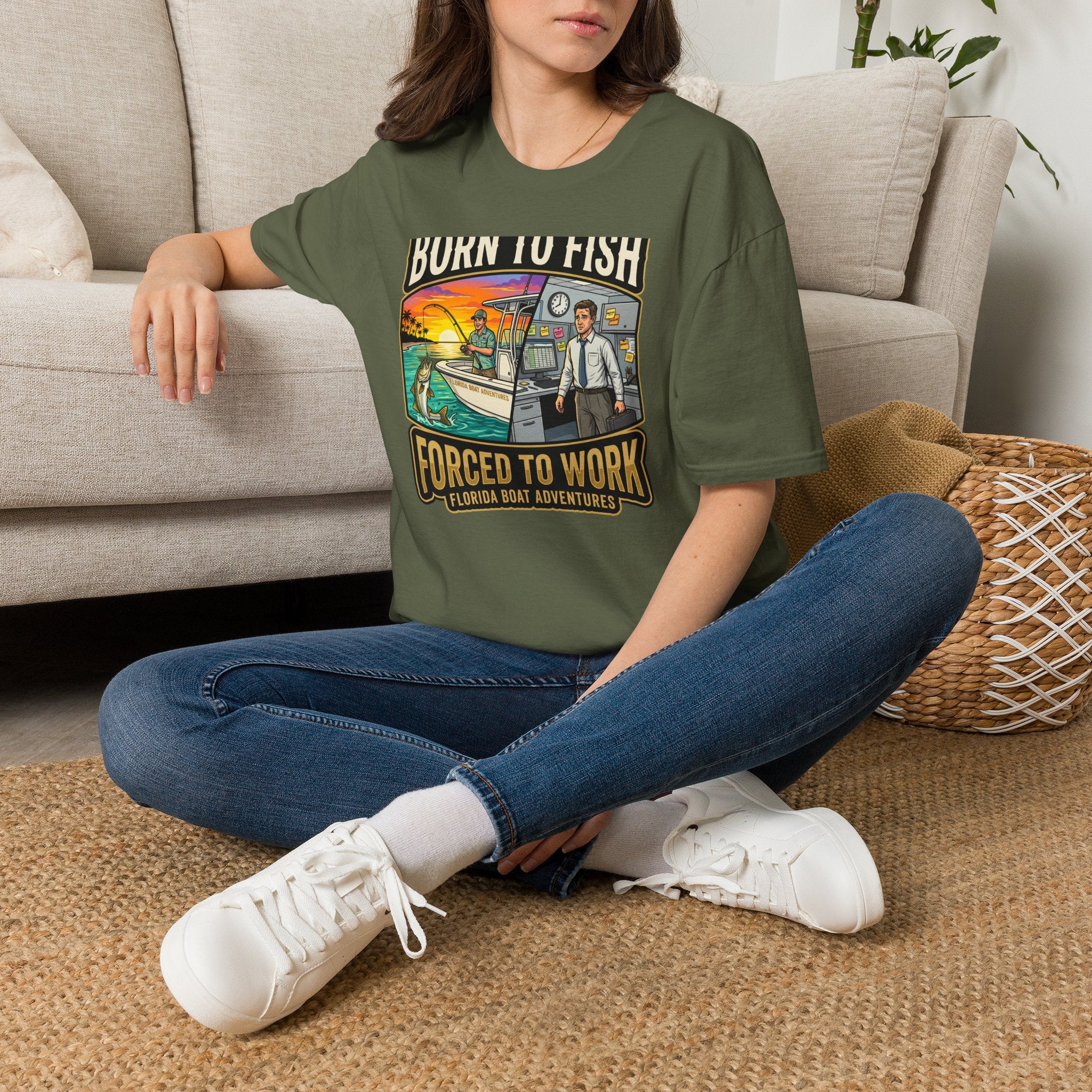 Born To Fish Forced To Work - Funny Fishing Lifestyle T-Shirt