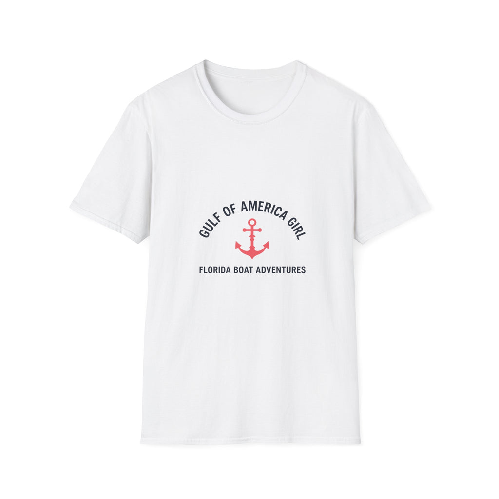 Gulf of America Girl Anchor Tee | Florida Boat Adventures Boating Shirt for Women | Gildan 6400 T-Shirt