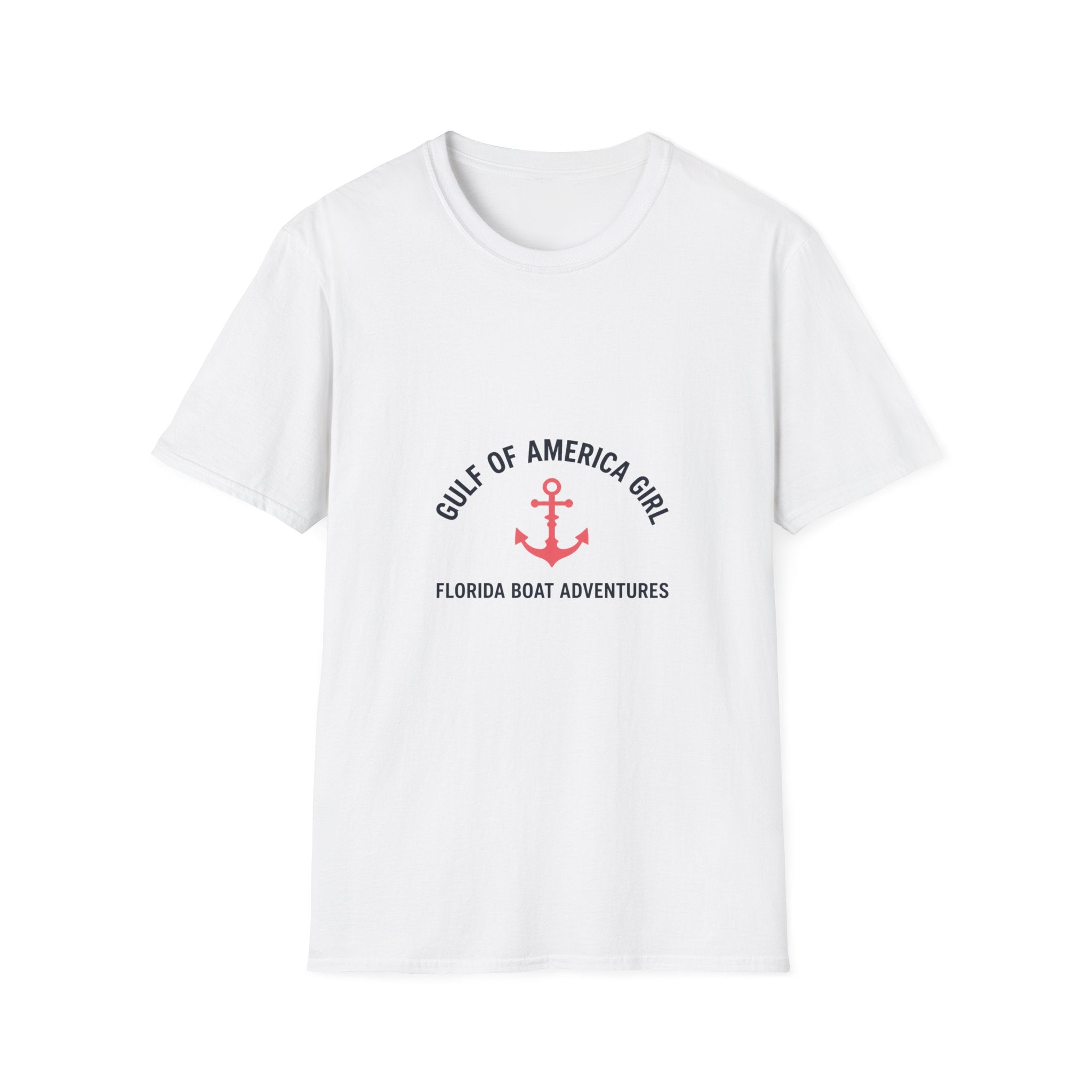 Gulf of America Girl Anchor Tee | Florida Boat Adventures Boating Shirt for Women | Gildan 6400 T-Shirt