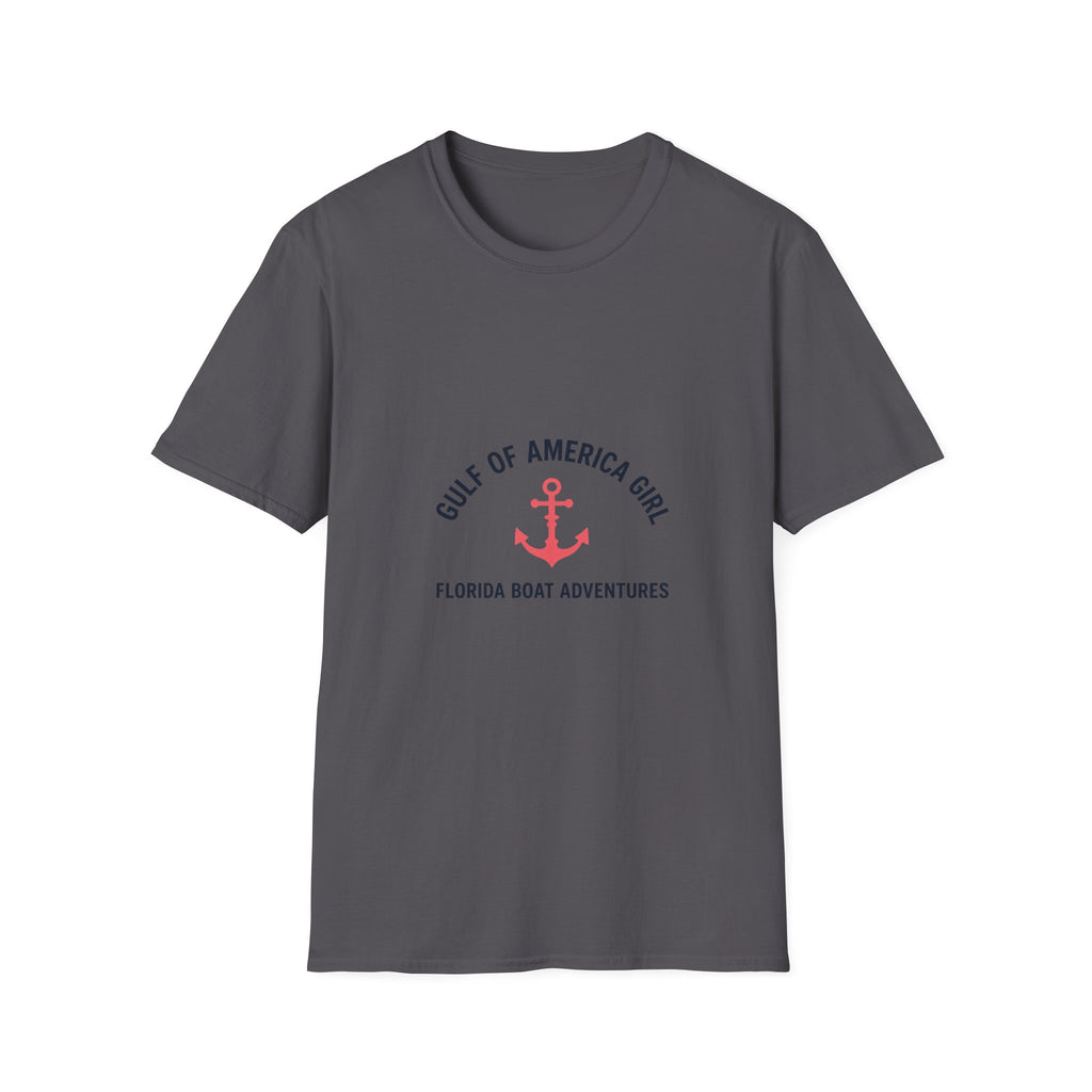 Gulf of America Girl Anchor Tee | Florida Boat Adventures Boating Shirt for Women | Gildan 6400 T-Shirt