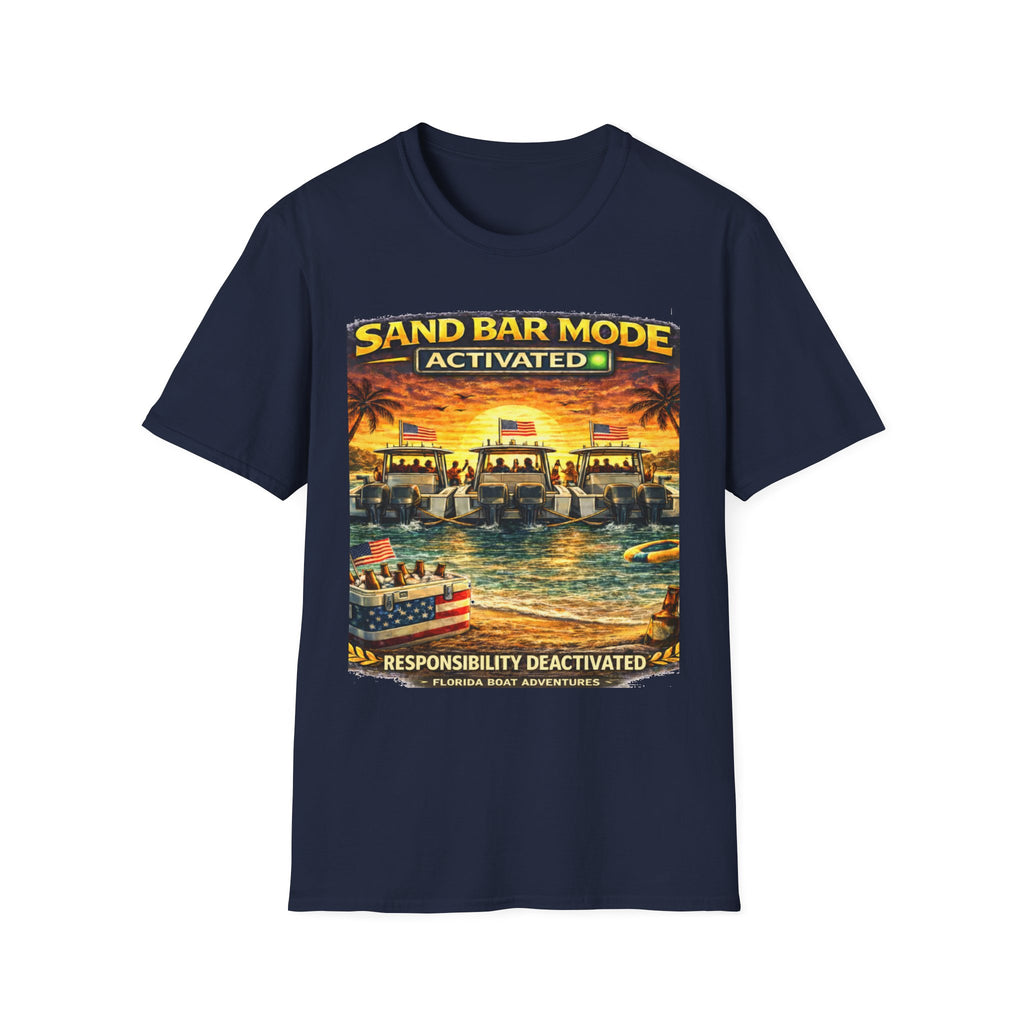 Sandbar Mode Activated Tee | Funny Florida Boating & Sandbar Party Shirt for Men | Gildan 6400 T-Shirt