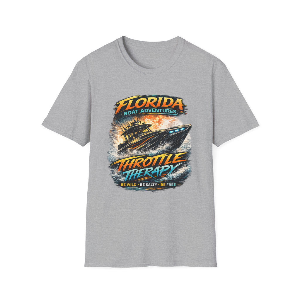 Throttle Therapy Tee | Funny Florida Boating & Offshore Sport Fishing Shirt for Men | Gildan 6400 T-Shirt