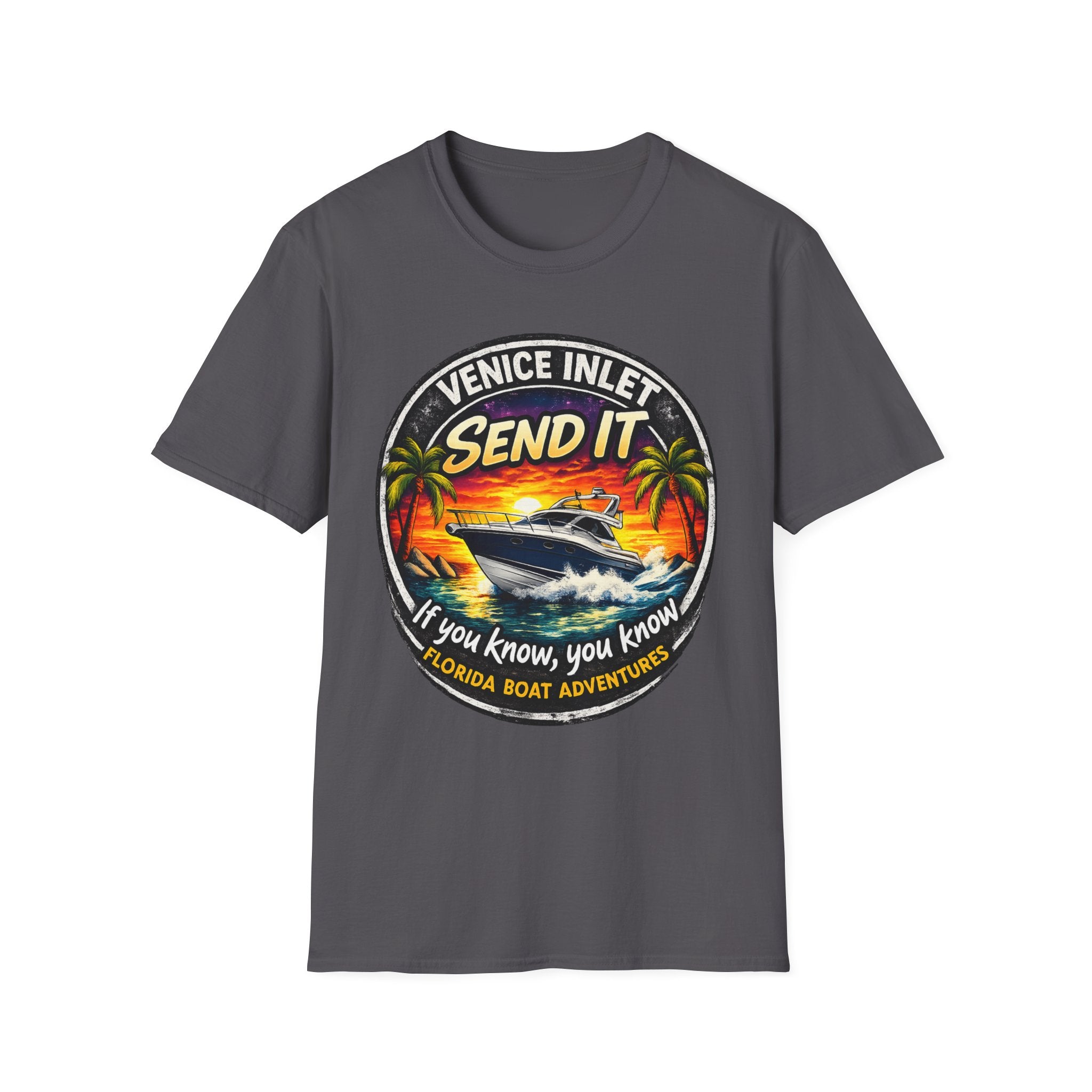 Venice Inlet Florida Tee | Gulf Coast Boating & Offshore Fishing Shirt for Men | Gildan 6400 Venice Florida T-Shirt