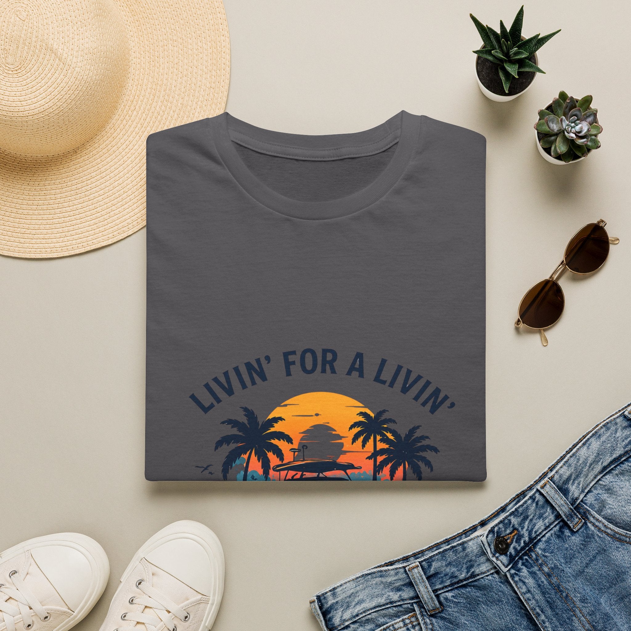 Livin' For A Livin' Tee | Gulf of America Girl | Florida Boat Adventures Boating Shirt for Women | Gildan 6400 T-Shirt