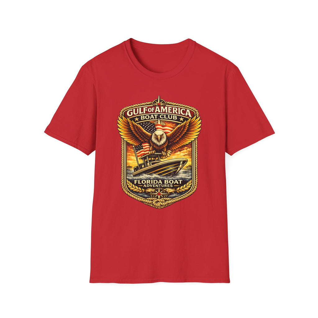 Gulf of America Boat Club Tee | Florida Gulf Coast Boating & Fishing Shirt for Men | Gildan 6400 T-Shirt