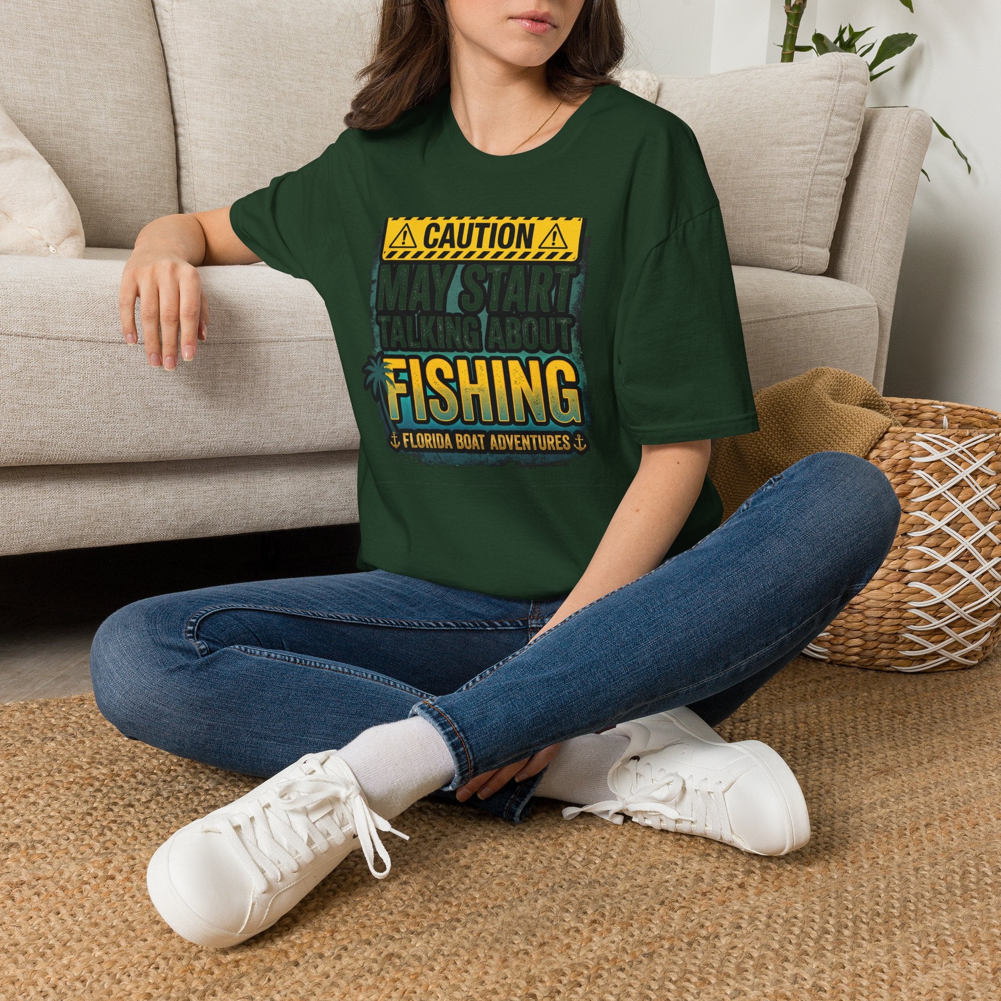 Caution May Start Talking About Fishing - Funny Fishing Warning T-Shirt