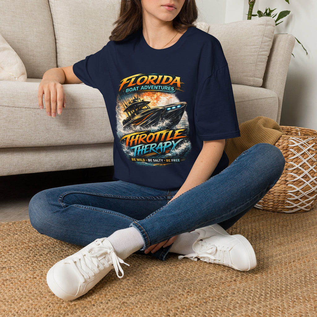 Throttle Therapy Tee | Funny Florida Boating & Offshore Sport Fishing Shirt for Men | Gildan 6400 T-Shirt