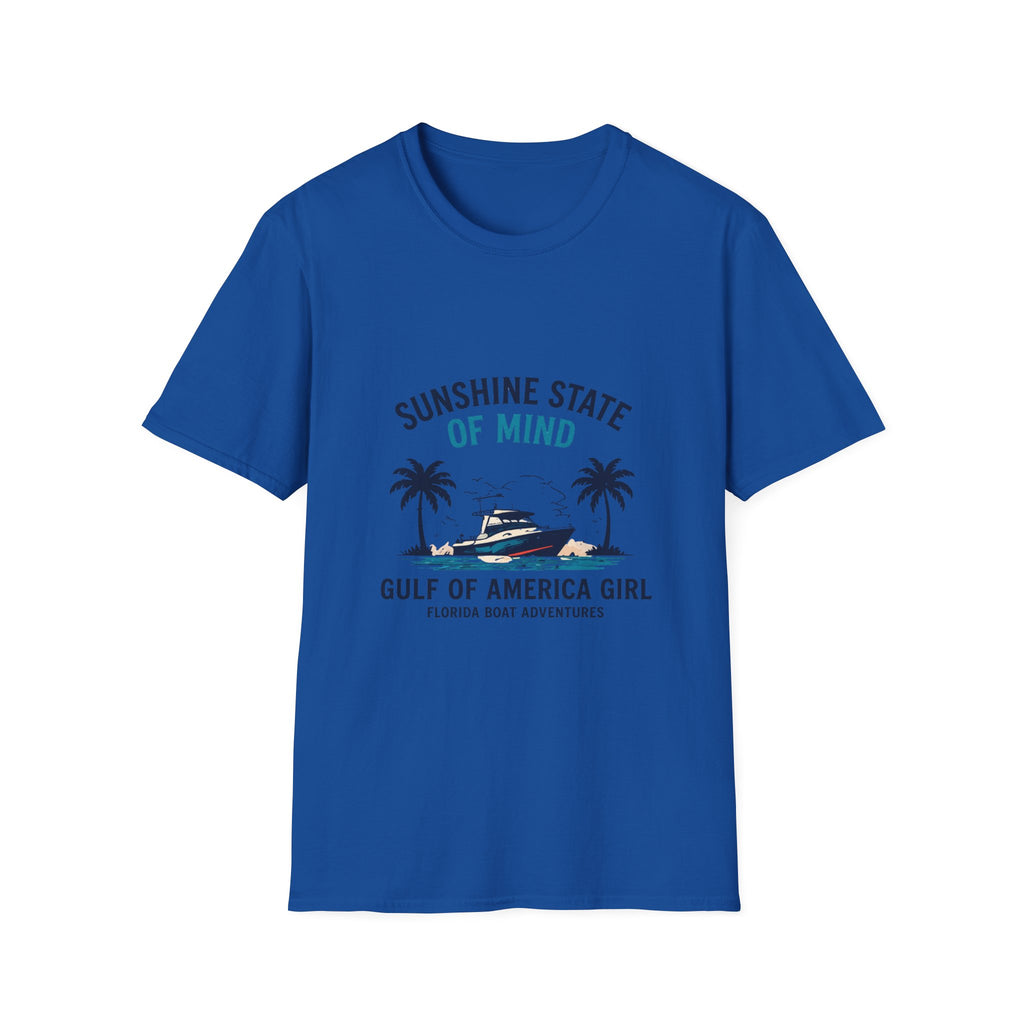 Sunshine State of Mind Tee | Gulf of America Girl | Florida Boat Adventures Boating Shirt for Women | Gildan 6400 T-Shirt