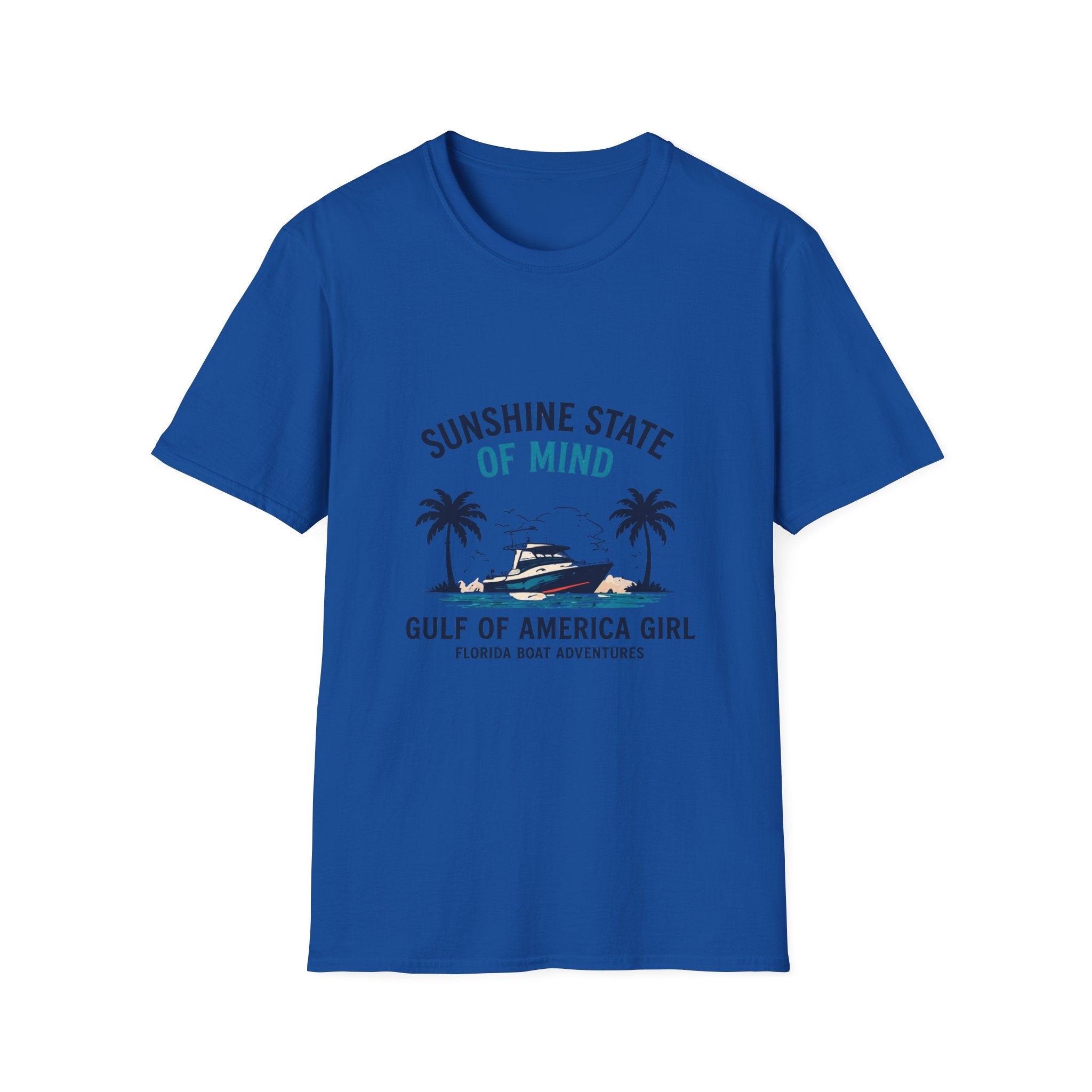 Sunshine State of Mind Tee | Gulf of America Girl | Florida Boat Adventures Boating Shirt for Women | Gildan 6400 T-Shirt