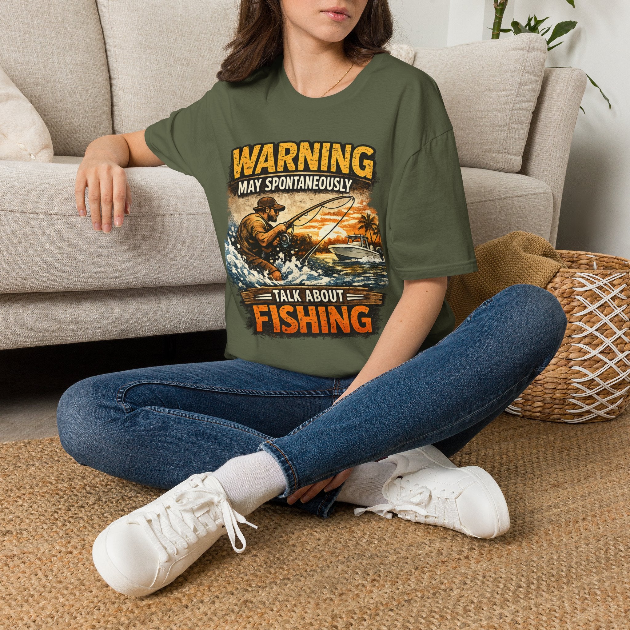 Warning May Spontaneously Talk About Fishing - Funny Fishing T-Shirt