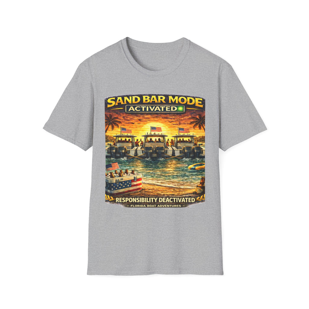Sandbar Mode Activated Tee | Funny Florida Boating & Sandbar Party Shirt for Men | Gildan 6400 T-Shirt