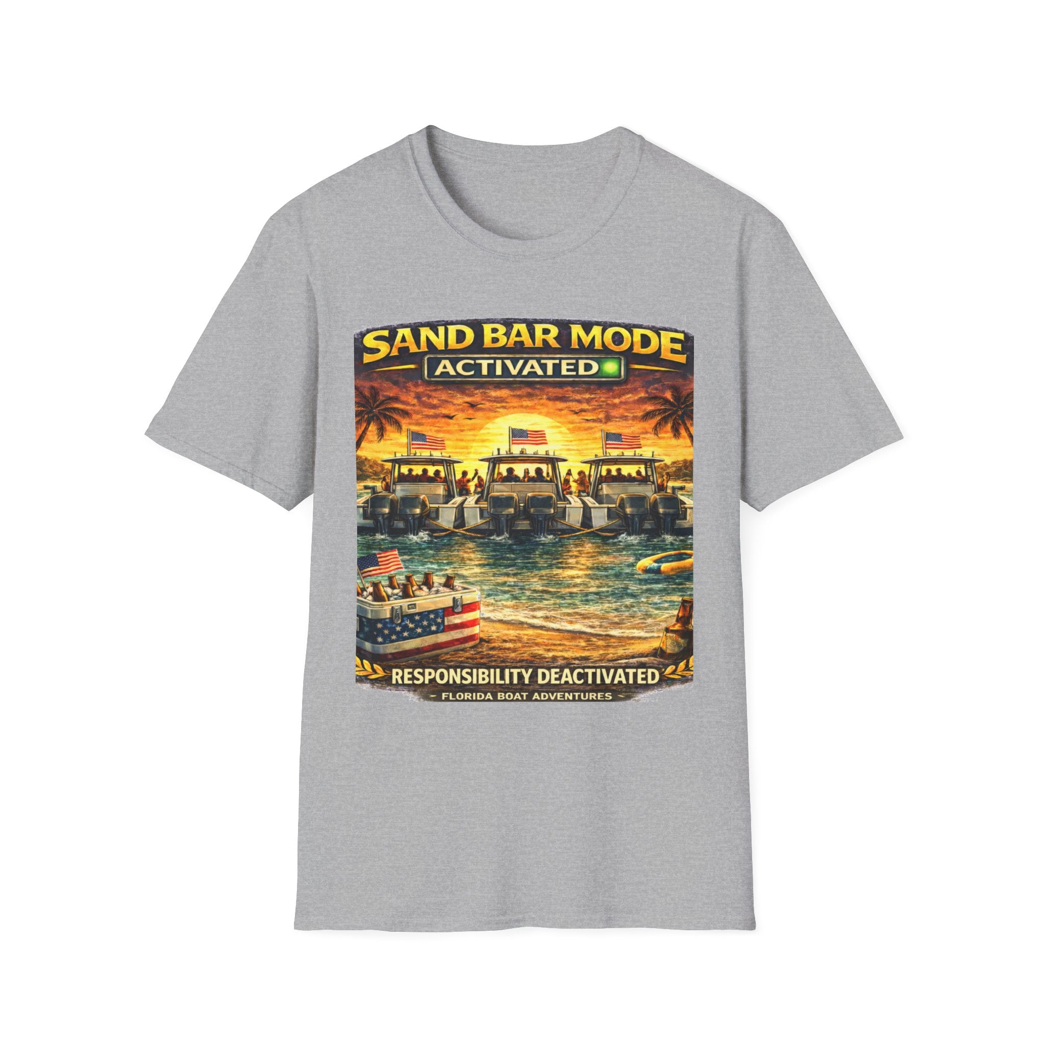 Sandbar Mode Activated Tee | Funny Florida Boating & Sandbar Party Shirt for Men | Gildan 6400 T-Shirt