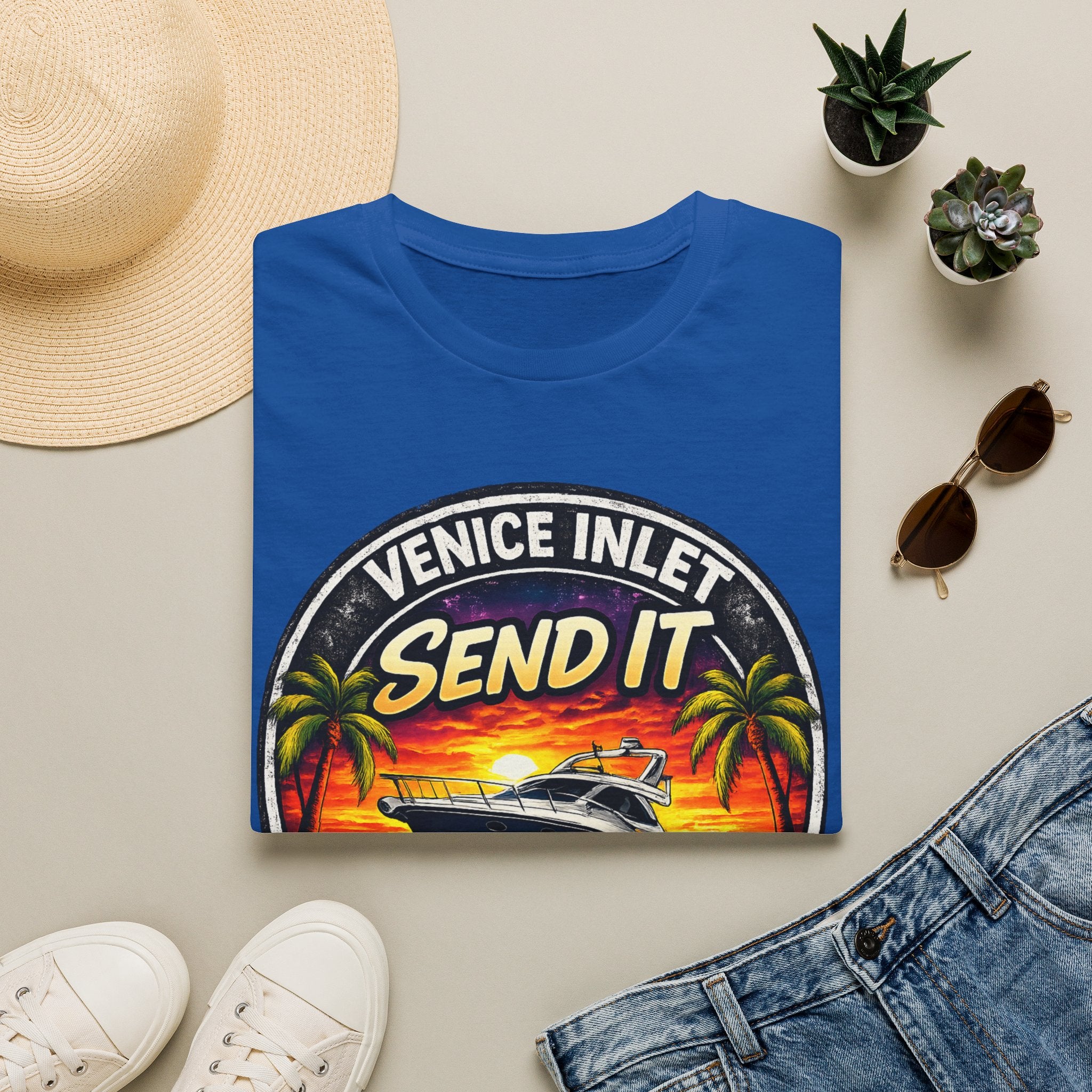 Venice Inlet Florida Tee | Gulf Coast Boating & Offshore Fishing Shirt for Men | Gildan 6400 Venice Florida T-Shirt
