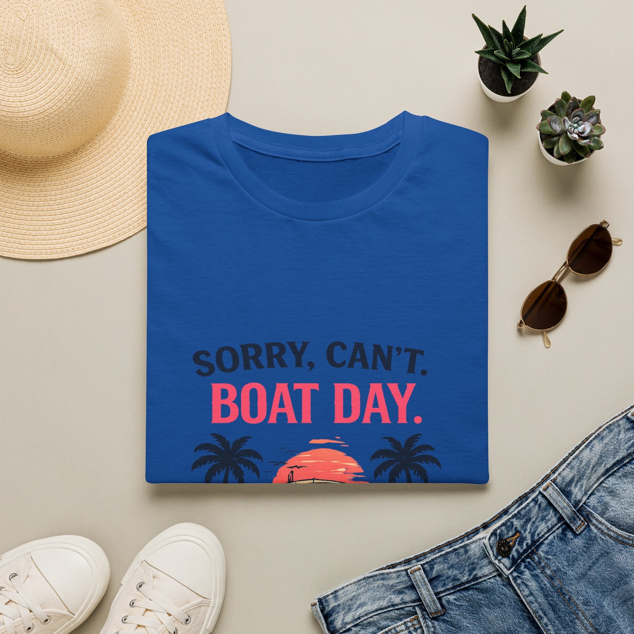 Sorry Can't Boat Day Tee | Gulf of America Girl | Florida Boat Adventures Boating Shirt for Women | Gildan 6400 T-Shirt