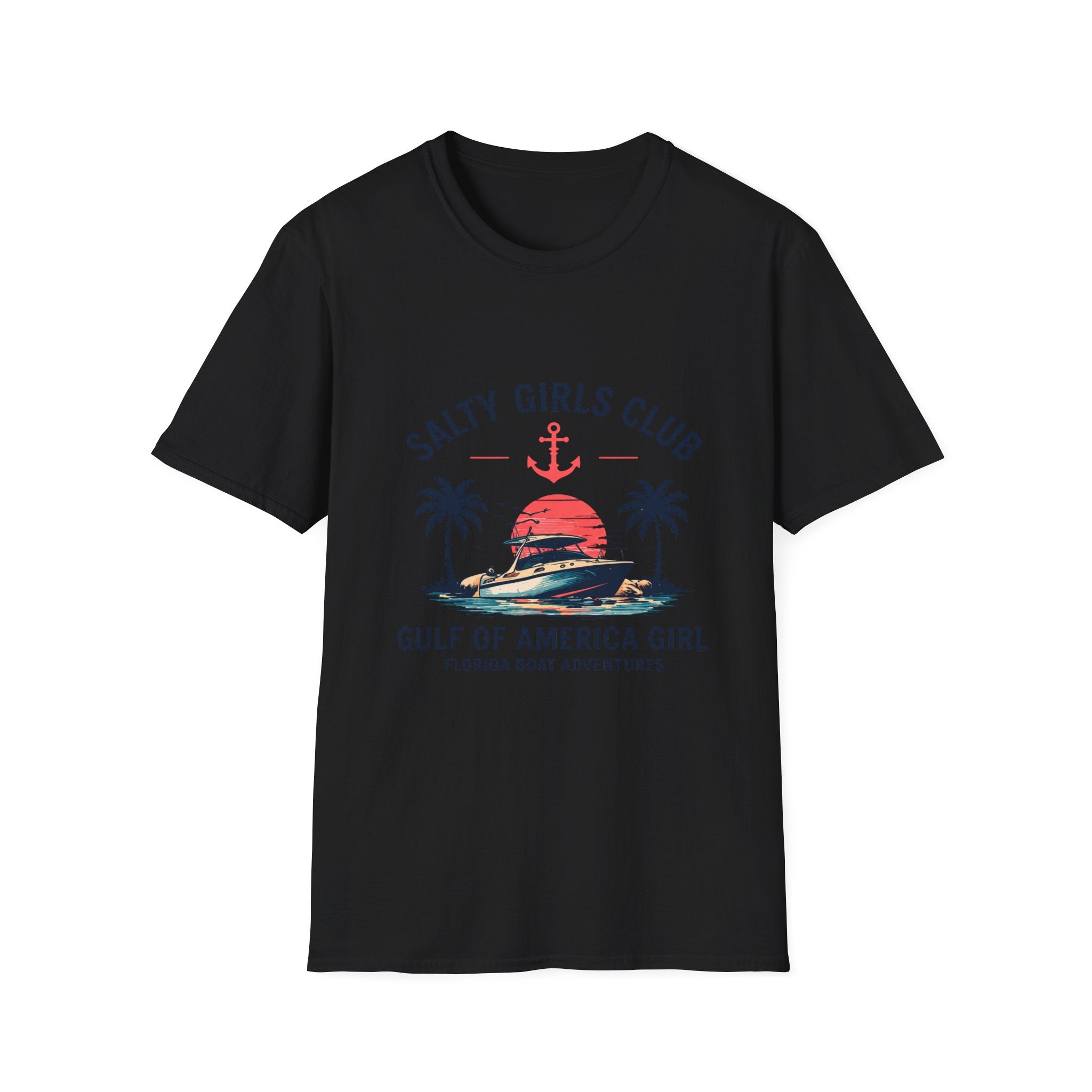 Salty Girls Club Tee | Gulf of America Girl | Florida Boat Adventures Boating Shirt for Women | Gildan 6400 T-Shirt