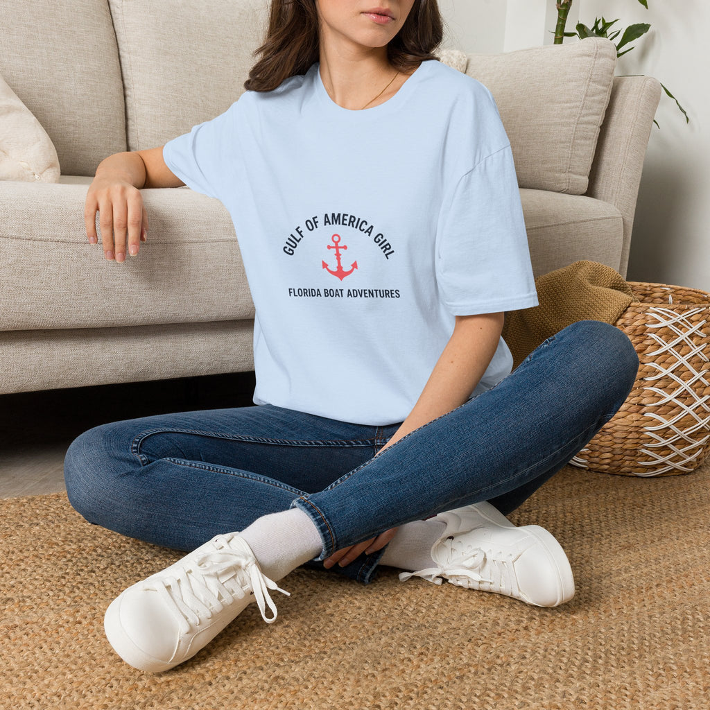 Gulf of America Girl Tee | Florida Boat Adventures Boating Lifestyle Shirt for Women | Gildan 6400 T-Shirt