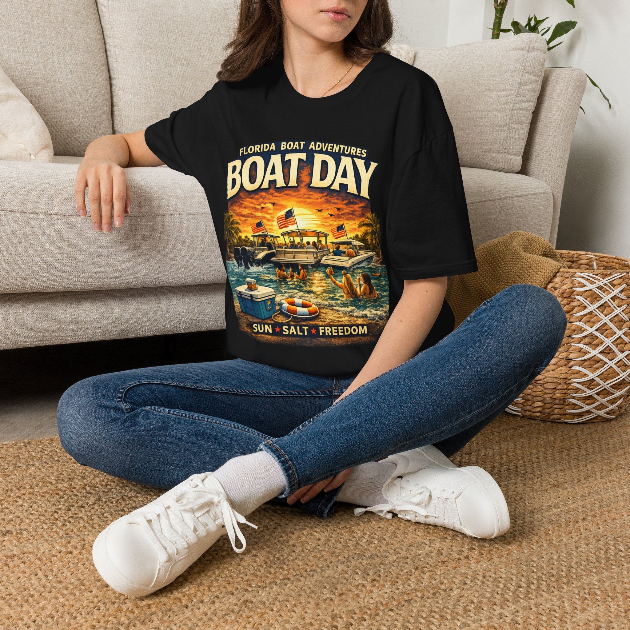 Florida Boat Adventures Boat Day Tee | Official FBA Boating Lifestyle Shirt for Men | Gildan 6400 T-Shirt