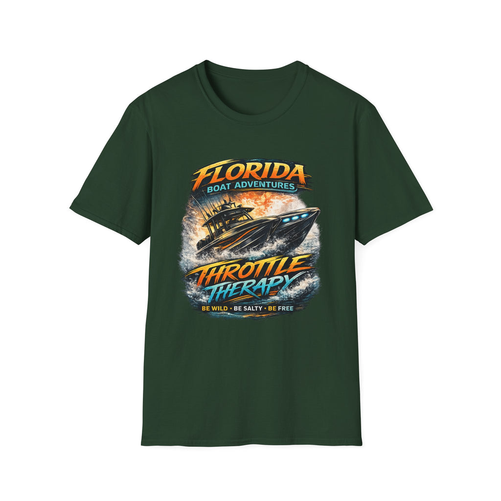 Throttle Therapy Tee | Funny Florida Boating & Offshore Sport Fishing Shirt for Men | Gildan 6400 T-Shirt