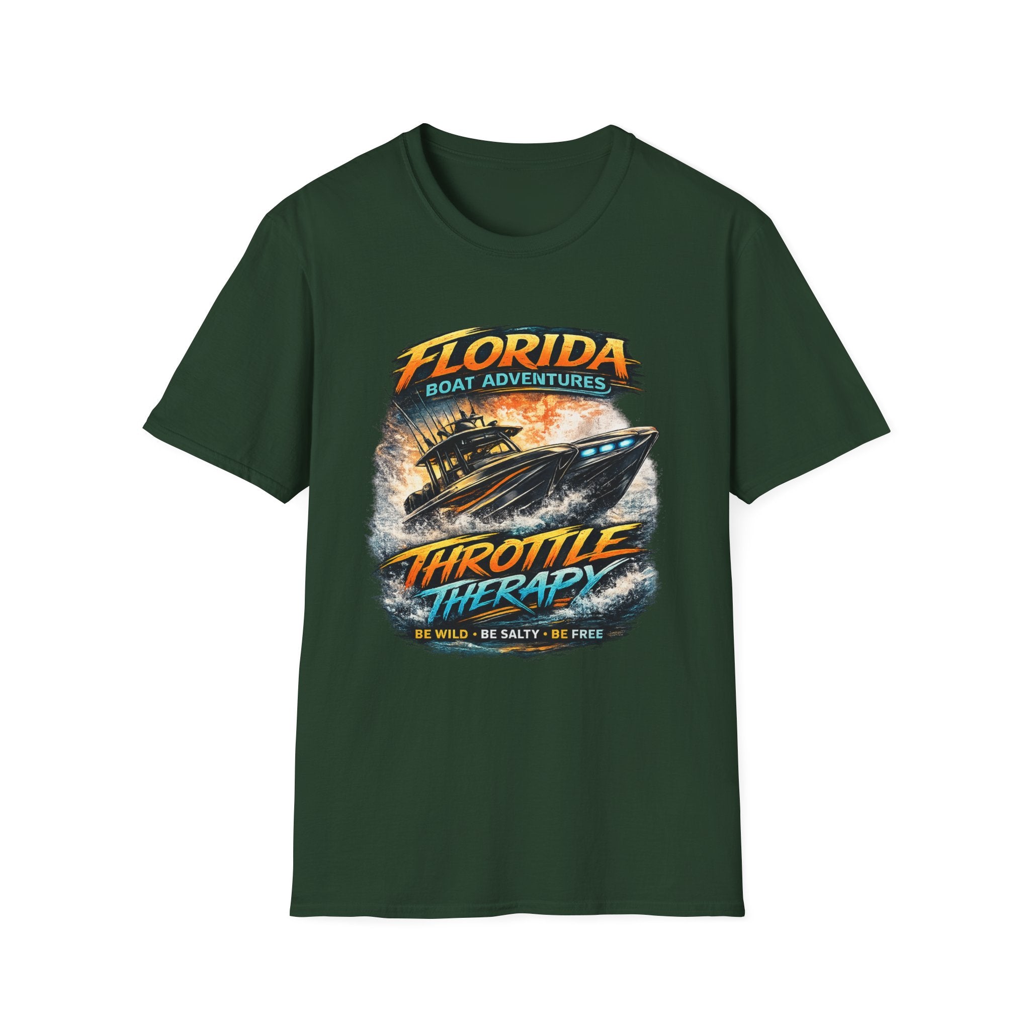 Throttle Therapy Tee | Funny Florida Boating & Offshore Sport Fishing Shirt for Men | Gildan 6400 T-Shirt