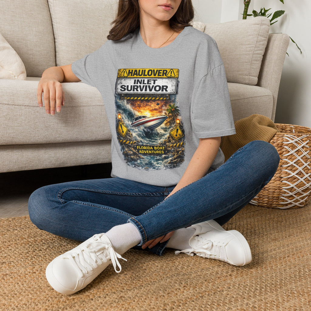 Haulover Inlet Survivor Tee | Miami Florida Boating & Offshore Fishing Shirt for Men | Gildan 6400 South Florida Inlet T-Shirt