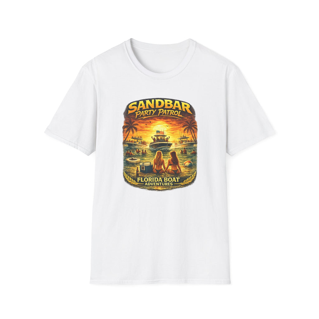 Sandbar Party Patrol Tee | Funny Florida Boating & Boat Party Shirt for Men | Gildan 6400 T-Shirt
