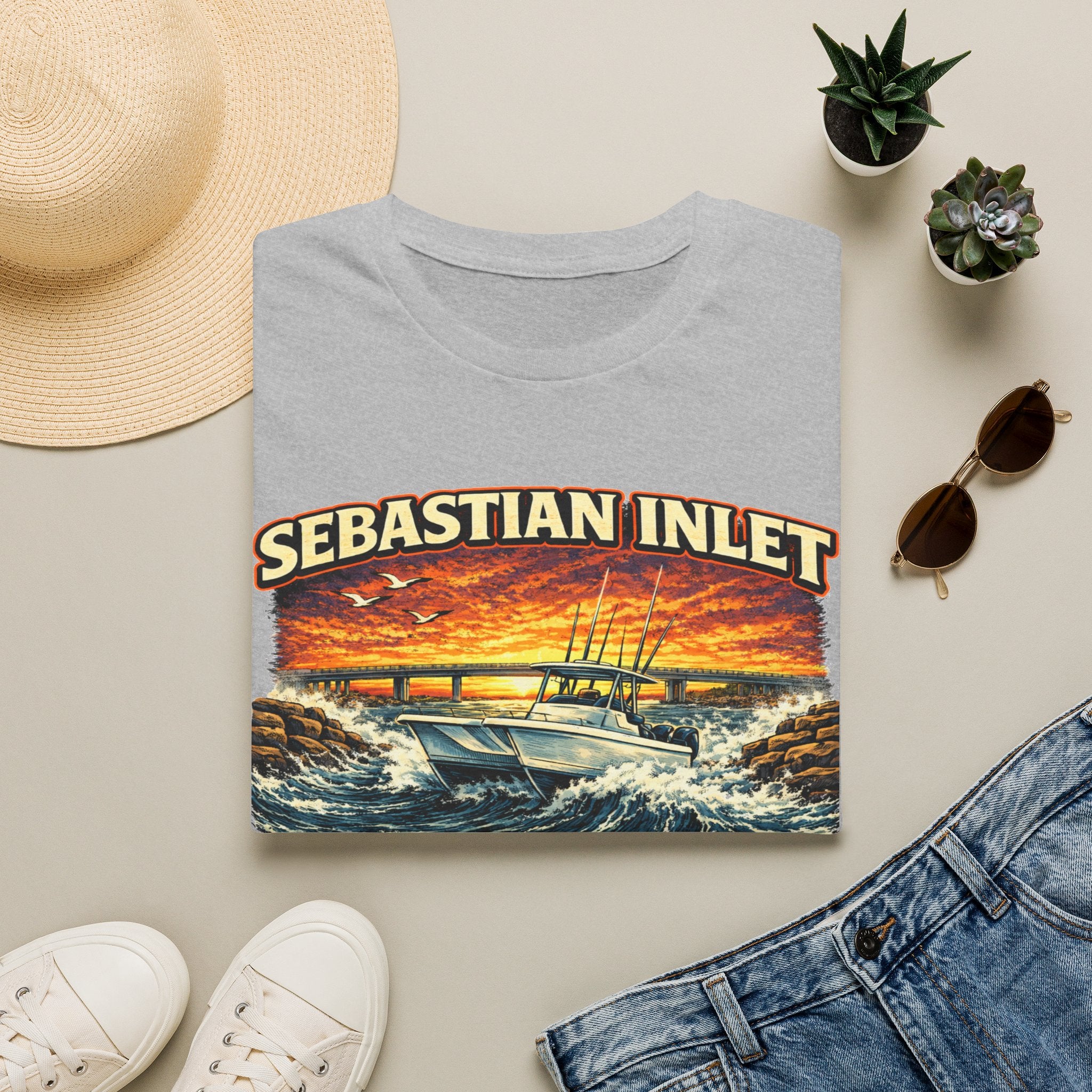 Sebastian Inlet Respect the Outgoing Tee | Florida Fishing & Boating Shirt for Men | Gildan 6400 Space Coast T-Shirt