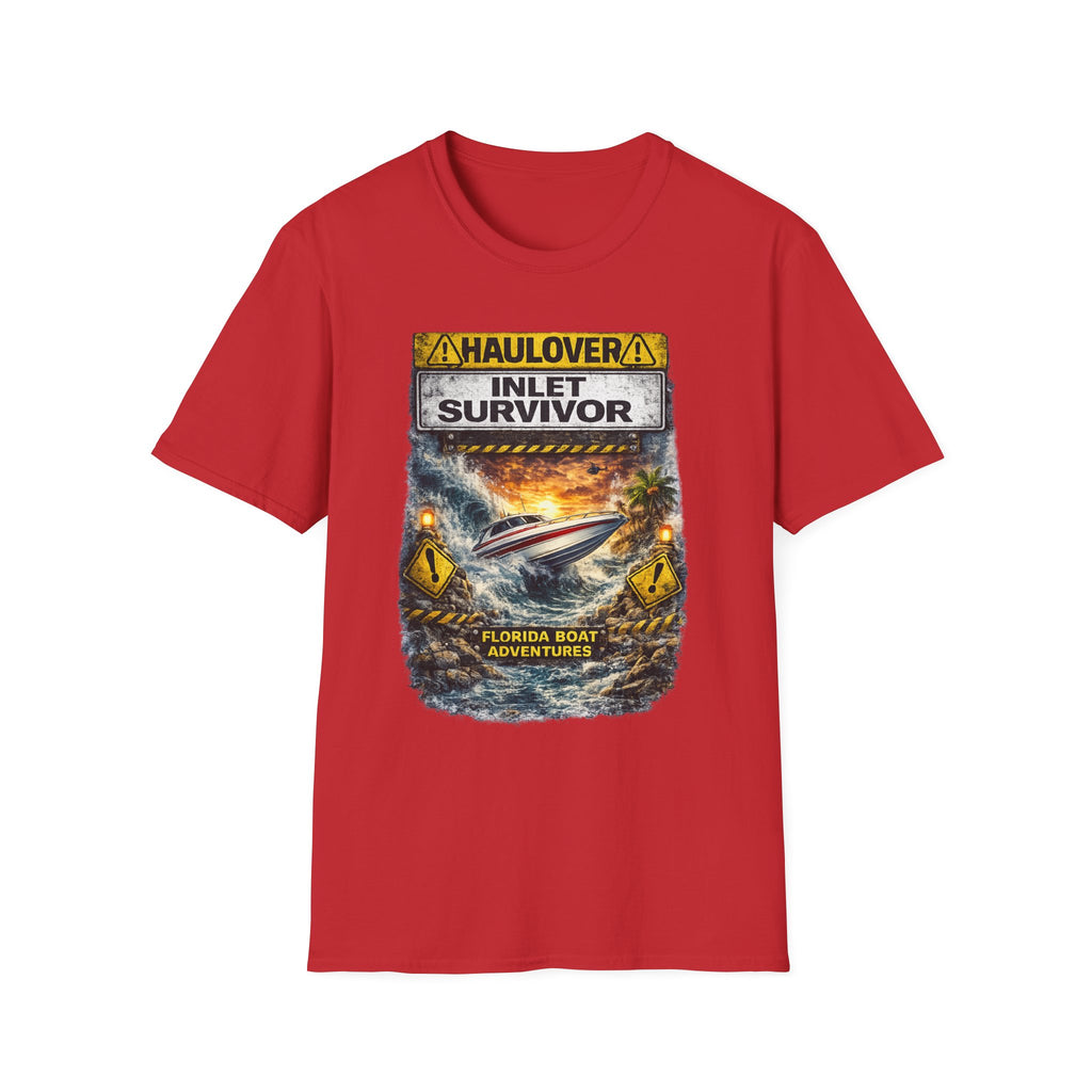 Haulover Inlet Survivor Tee | Miami Florida Boating & Offshore Fishing Shirt for Men | Gildan 6400 South Florida Inlet T-Shirt