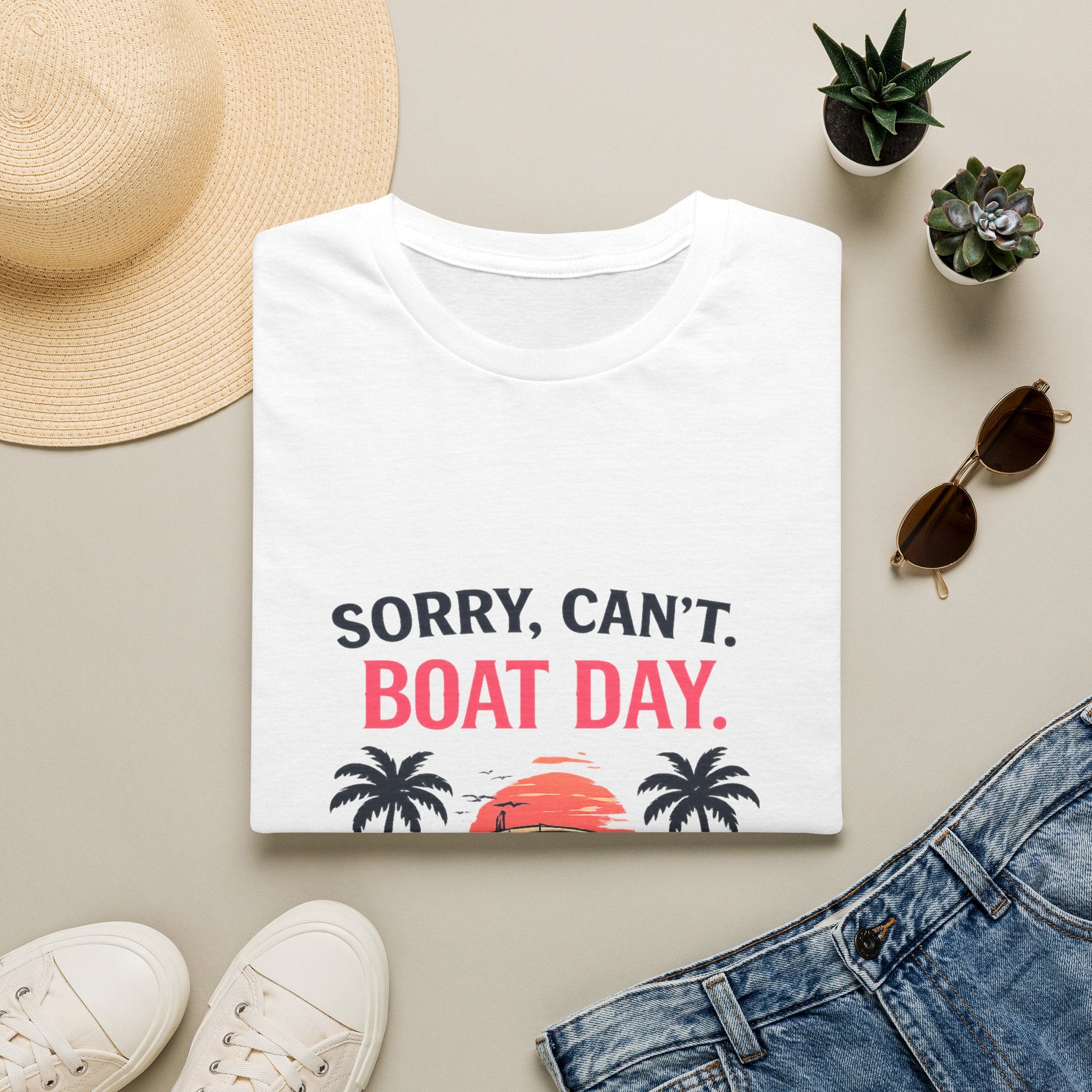 Sorry Can't Boat Day Tee | Gulf of America Girl | Florida Boat Adventures Boating Shirt for Women | Gildan 6400 T-Shirt