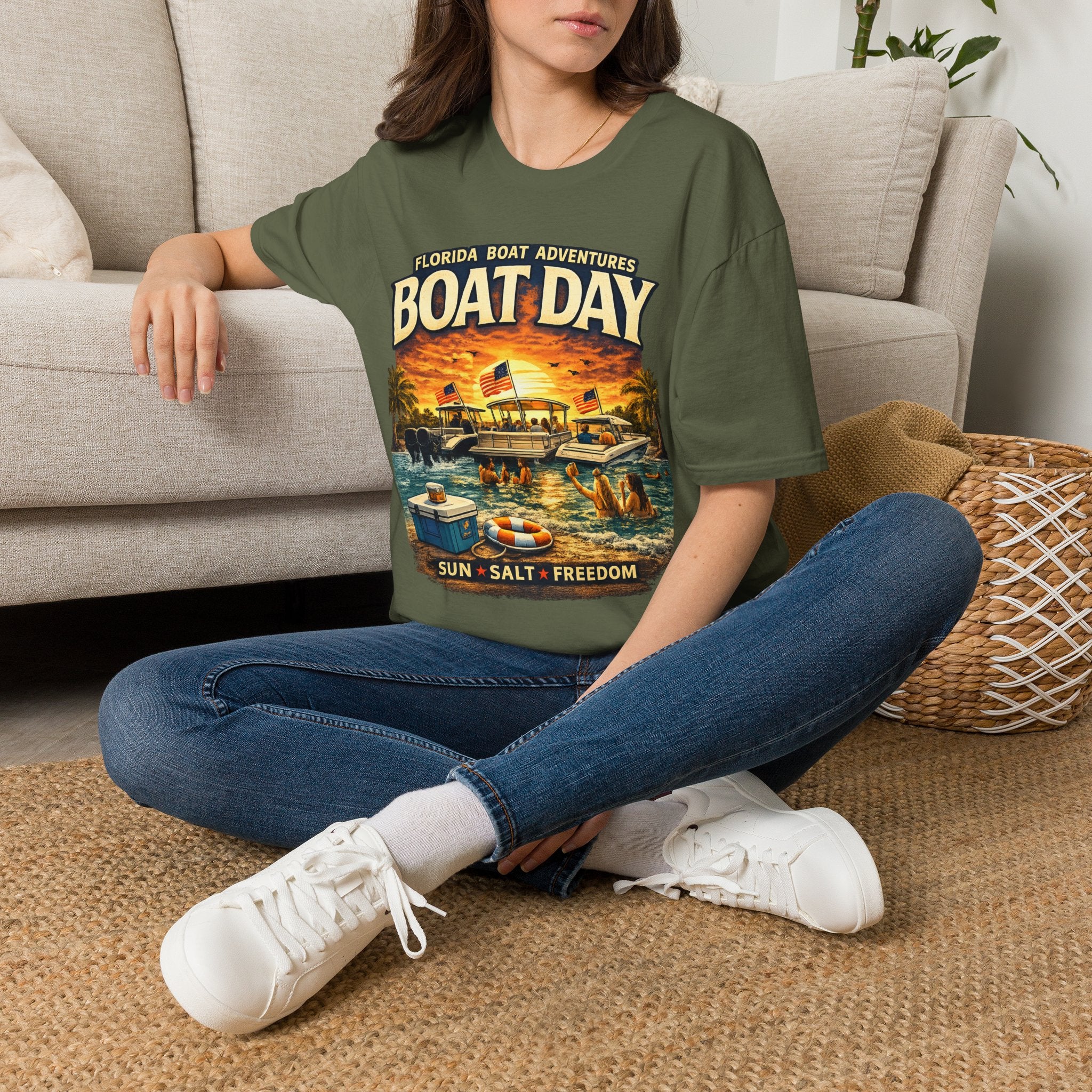Florida Boat Adventures Boat Day Tee | Official FBA Boating Lifestyle Shirt for Men | Gildan 6400 T-Shirt