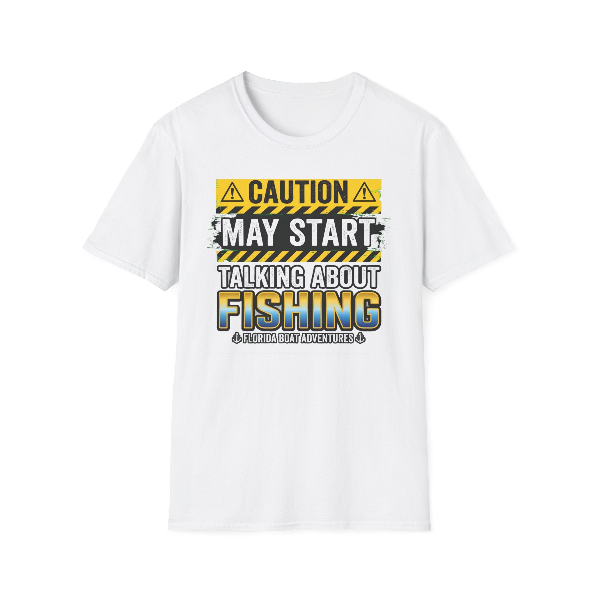 Caution May Start Talking About Fishing - Funny Fishing Warning T-Shirt