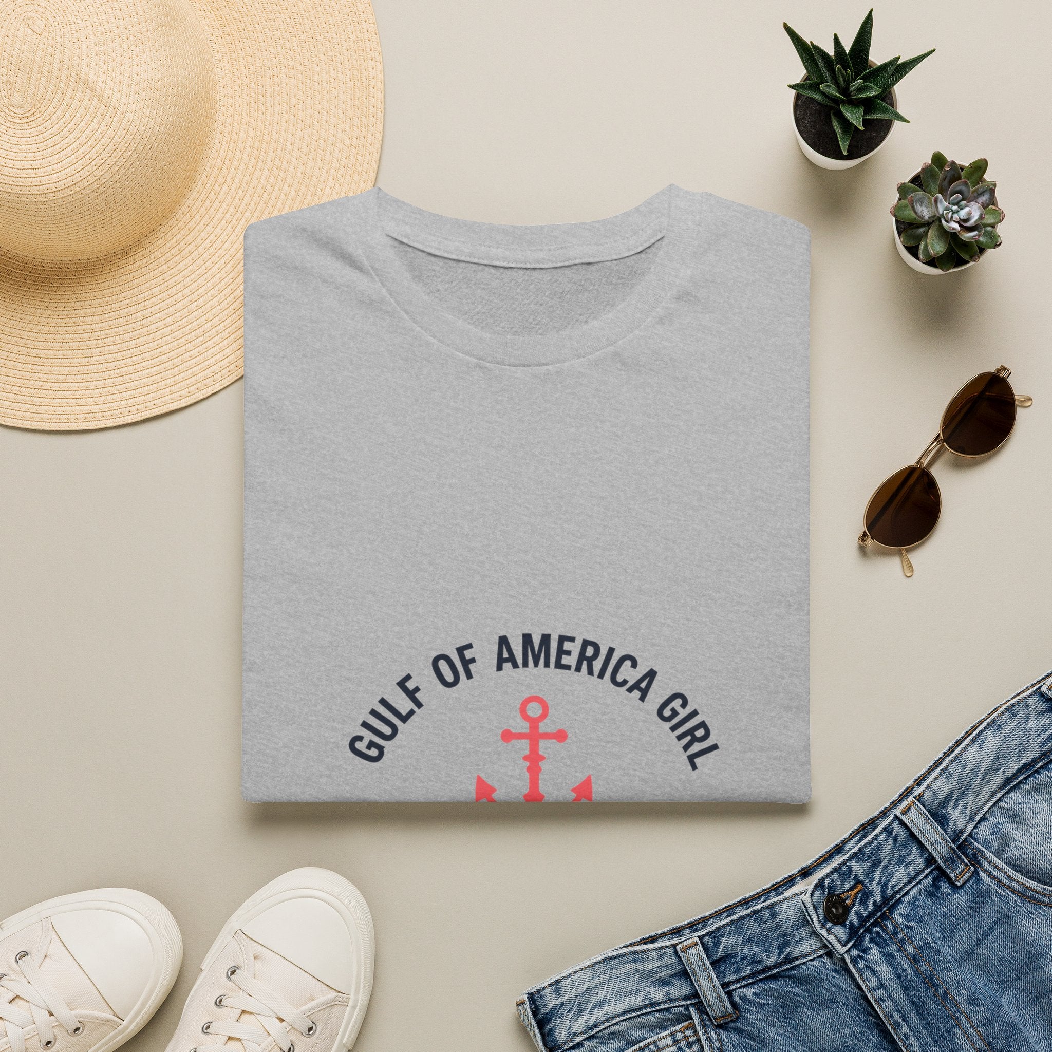 Gulf of America Girl Anchor Tee | Florida Boat Adventures Boating Shirt for Women | Gildan 6400 T-Shirt