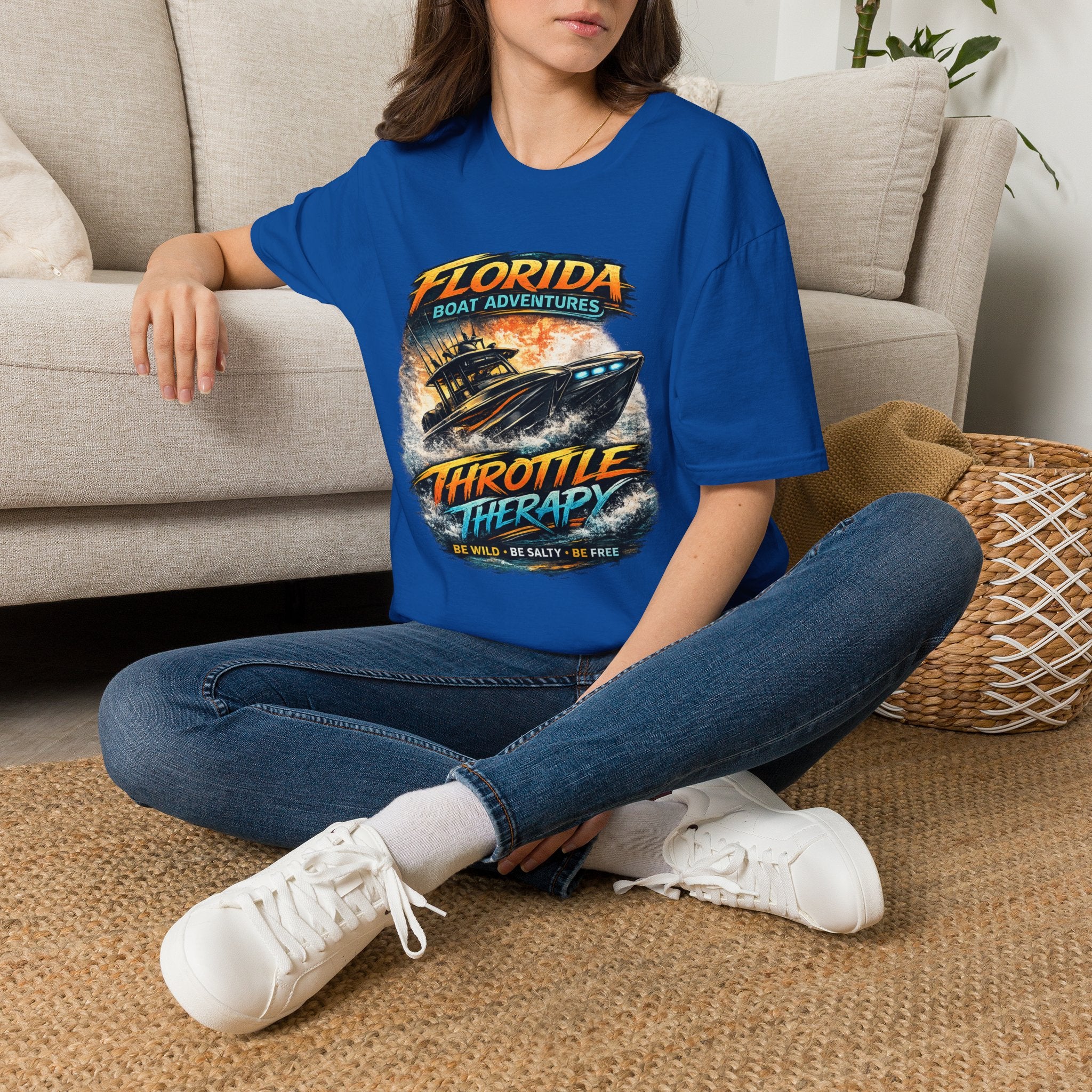 Throttle Therapy Tee | Funny Florida Boating & Offshore Sport Fishing Shirt for Men | Gildan 6400 T-Shirt