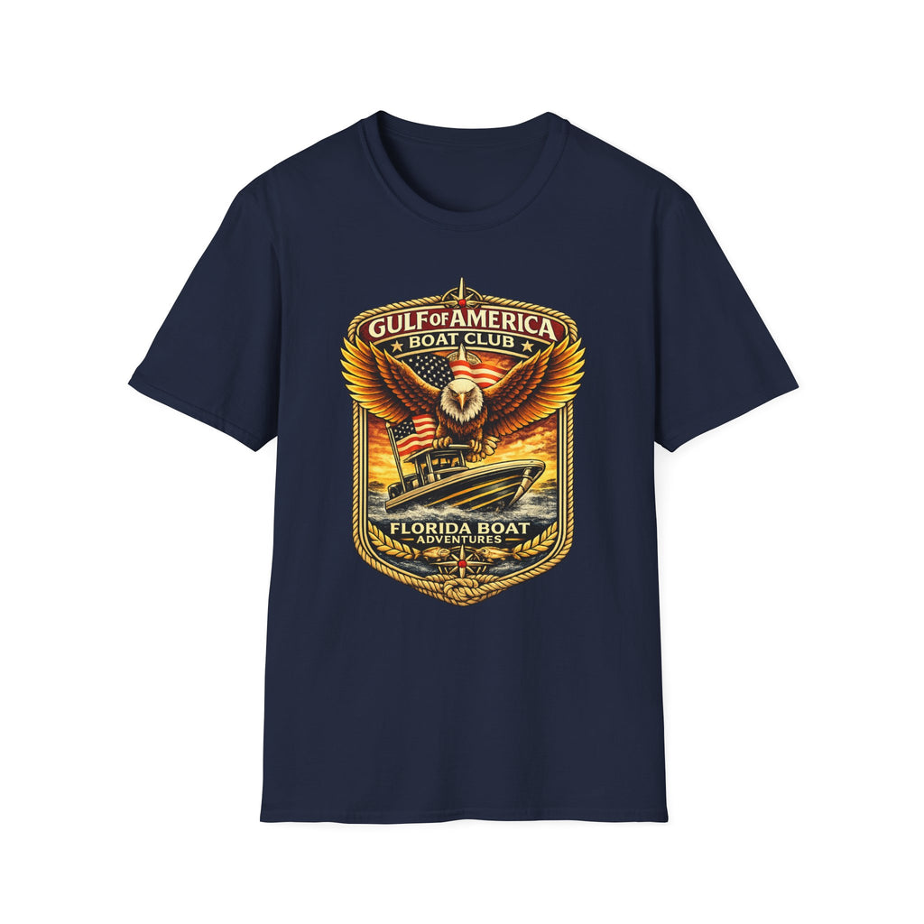 Gulf of America Boat Club Tee | Florida Gulf Coast Boating & Fishing Shirt for Men | Gildan 6400 T-Shirt