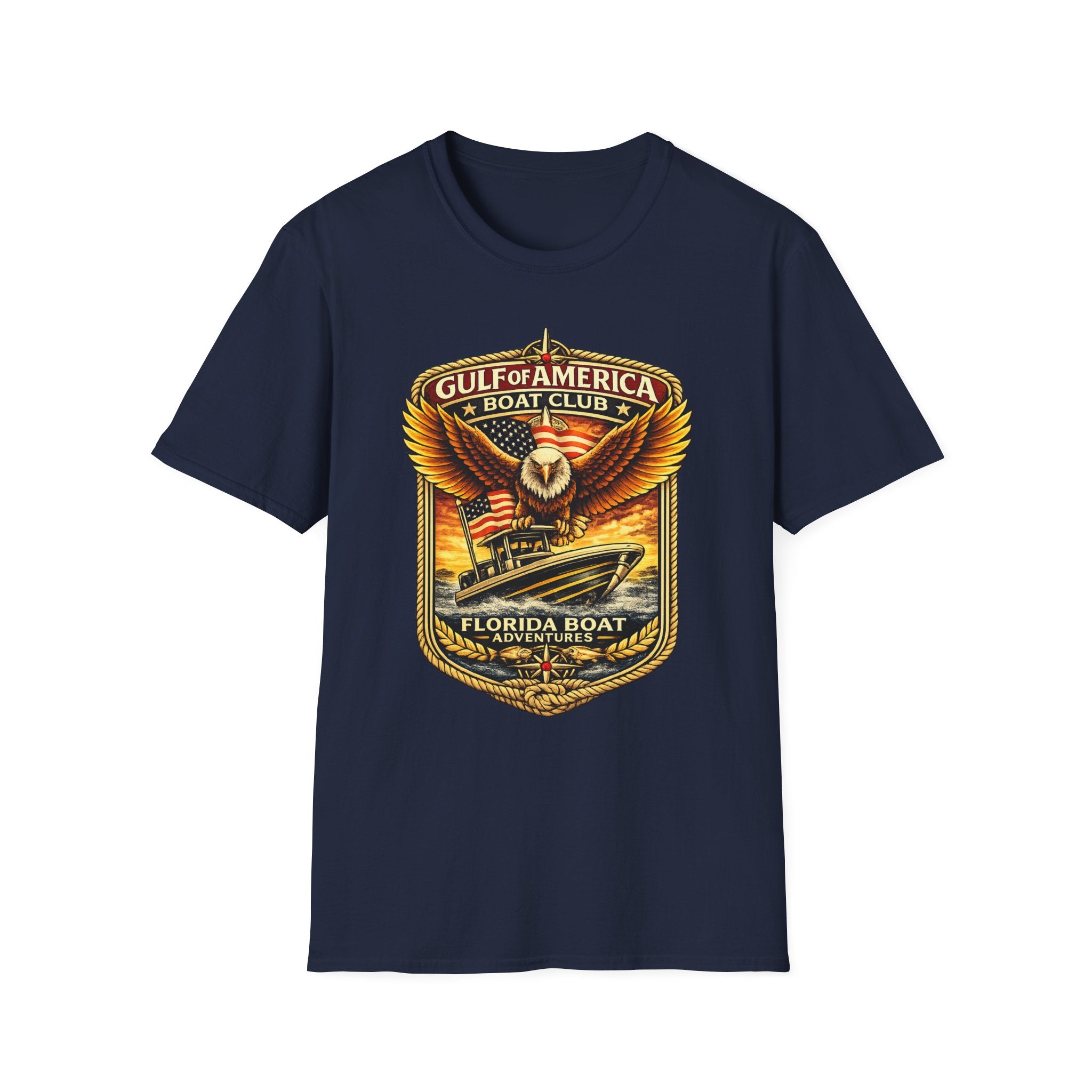 Gulf of America Boat Club Tee | Florida Gulf Coast Boating & Fishing Shirt for Men | Gildan 6400 T-Shirt