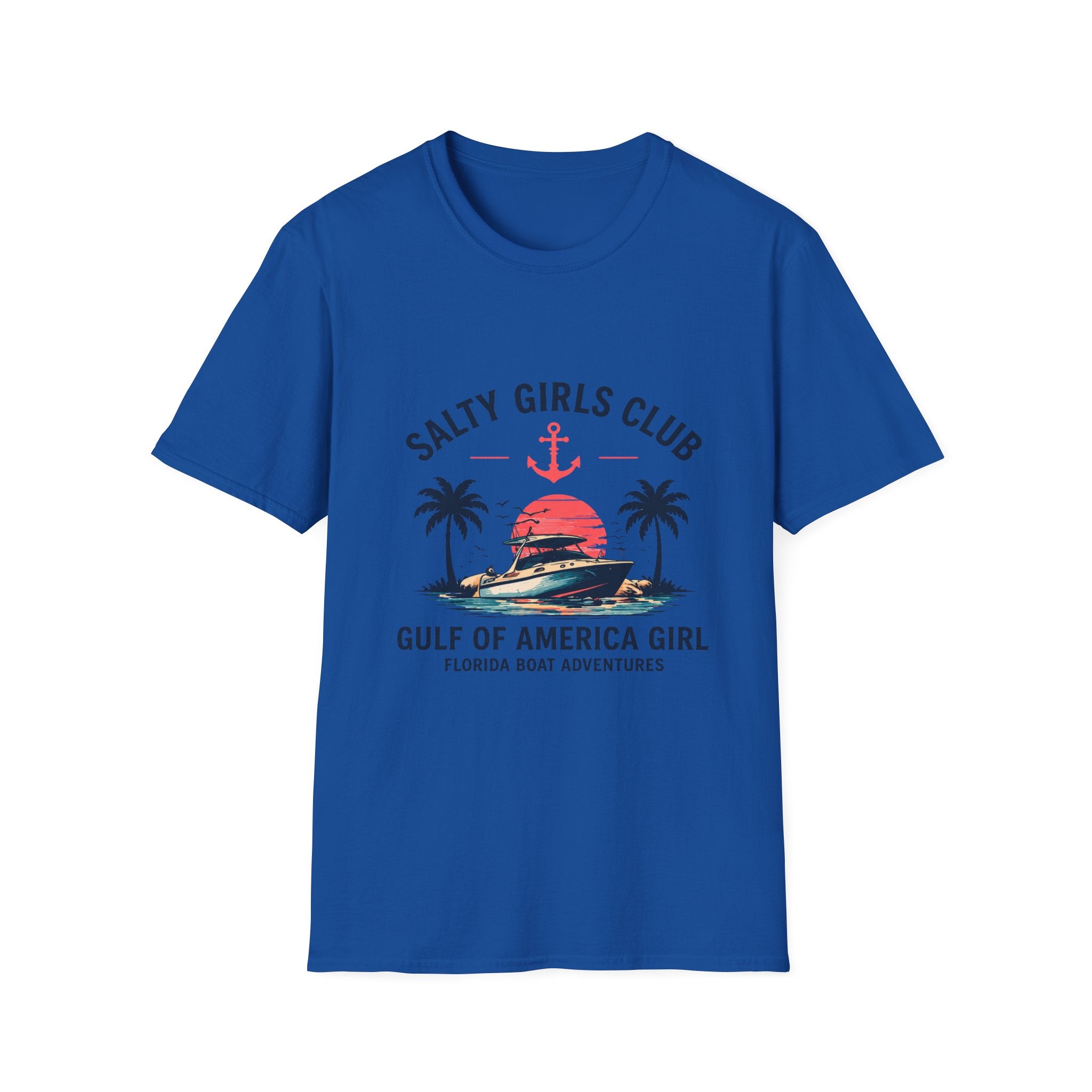 Salty Girls Club Tee | Gulf of America Girl | Florida Boat Adventures Boating Shirt for Women | Gildan 6400 T-Shirt