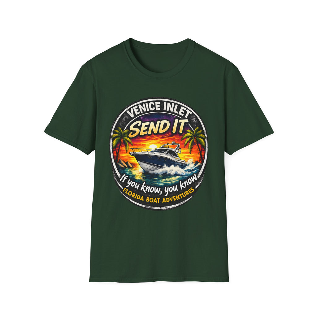 Venice Inlet Florida Tee | Gulf Coast Boating & Offshore Fishing Shirt for Men | Gildan 6400 Venice Florida T-Shirt