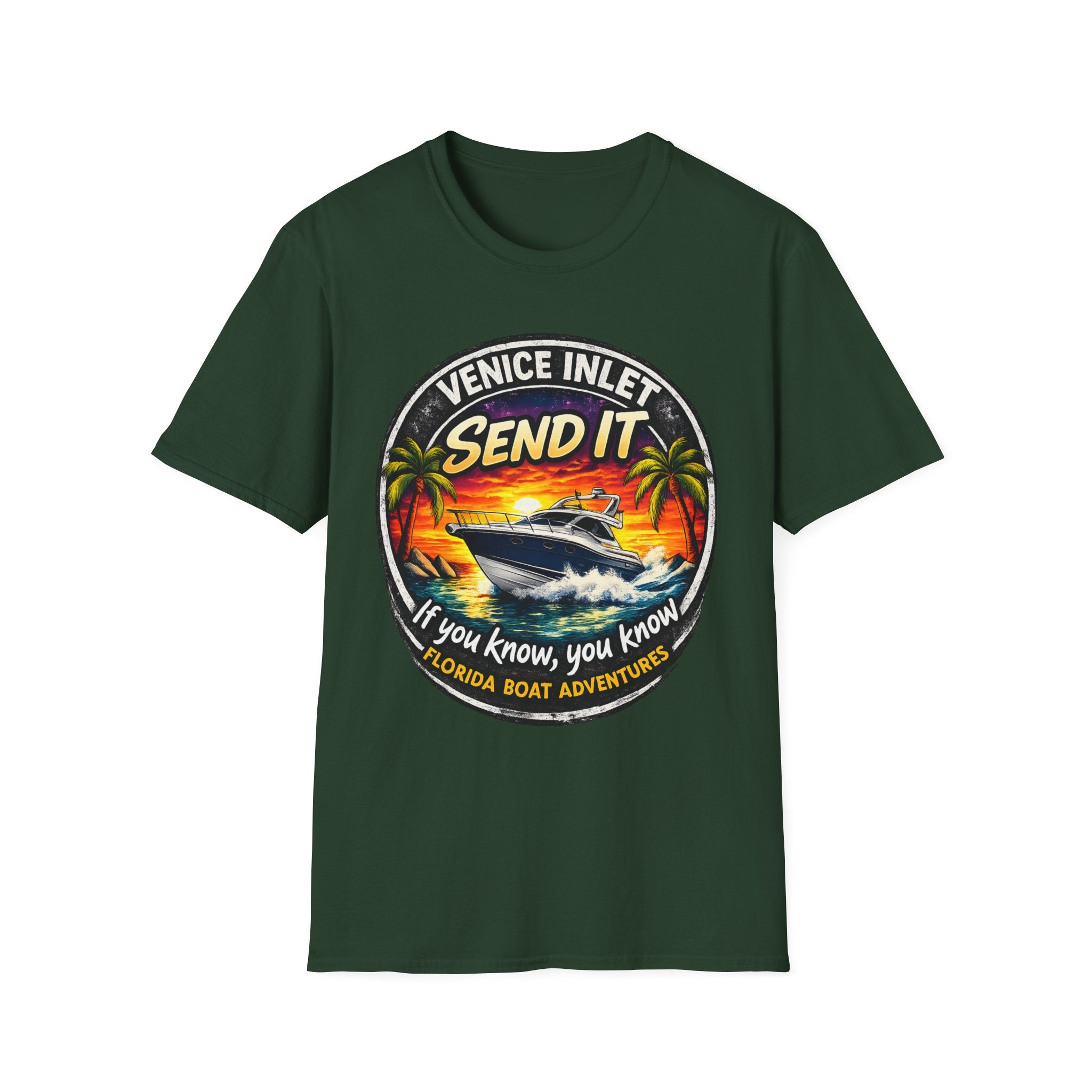 Venice Inlet Florida Tee | Gulf Coast Boating & Offshore Fishing Shirt for Men | Gildan 6400 Venice Florida T-Shirt