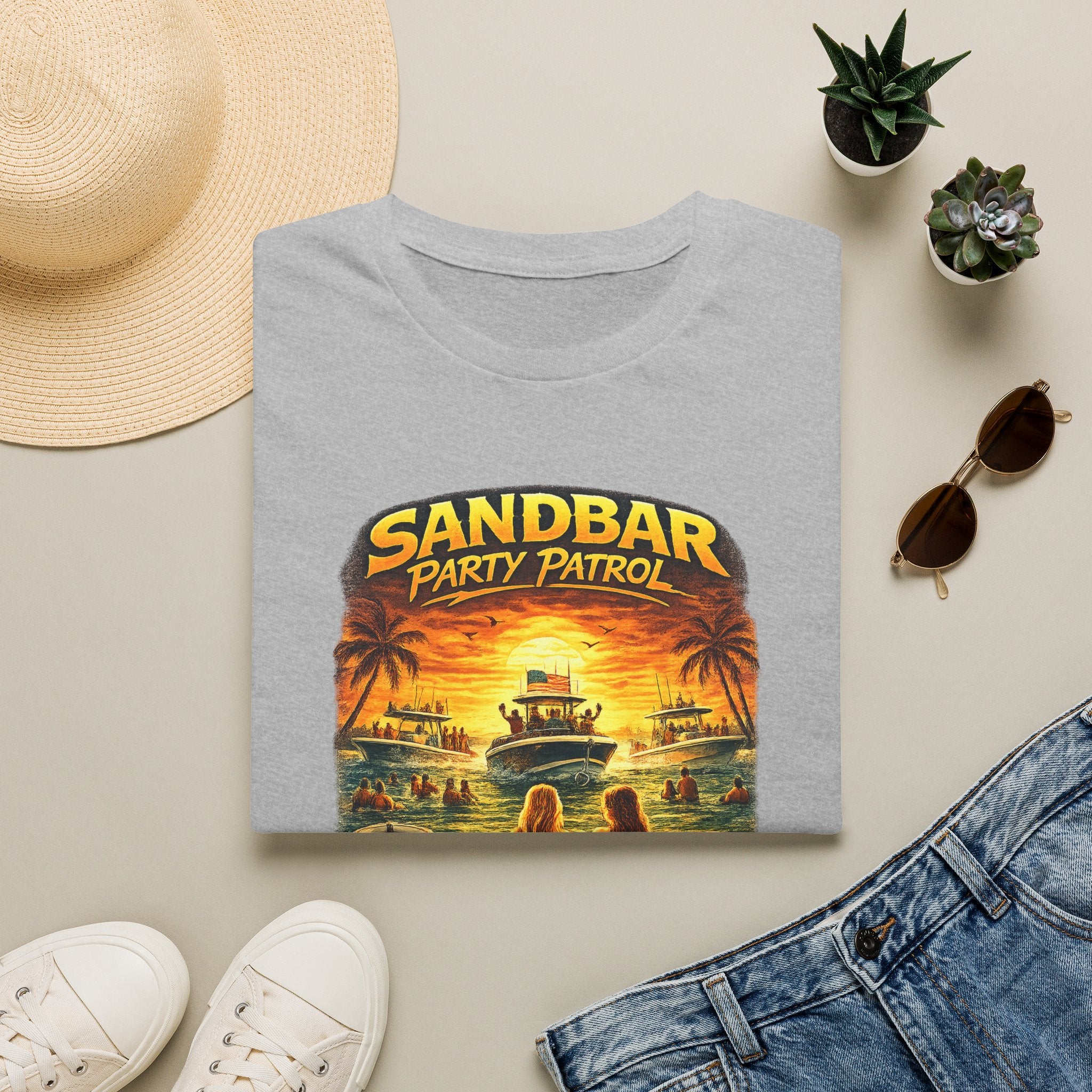 Sandbar Party Patrol Tee | Funny Florida Boating & Boat Party Shirt for Men | Gildan 6400 T-Shirt
