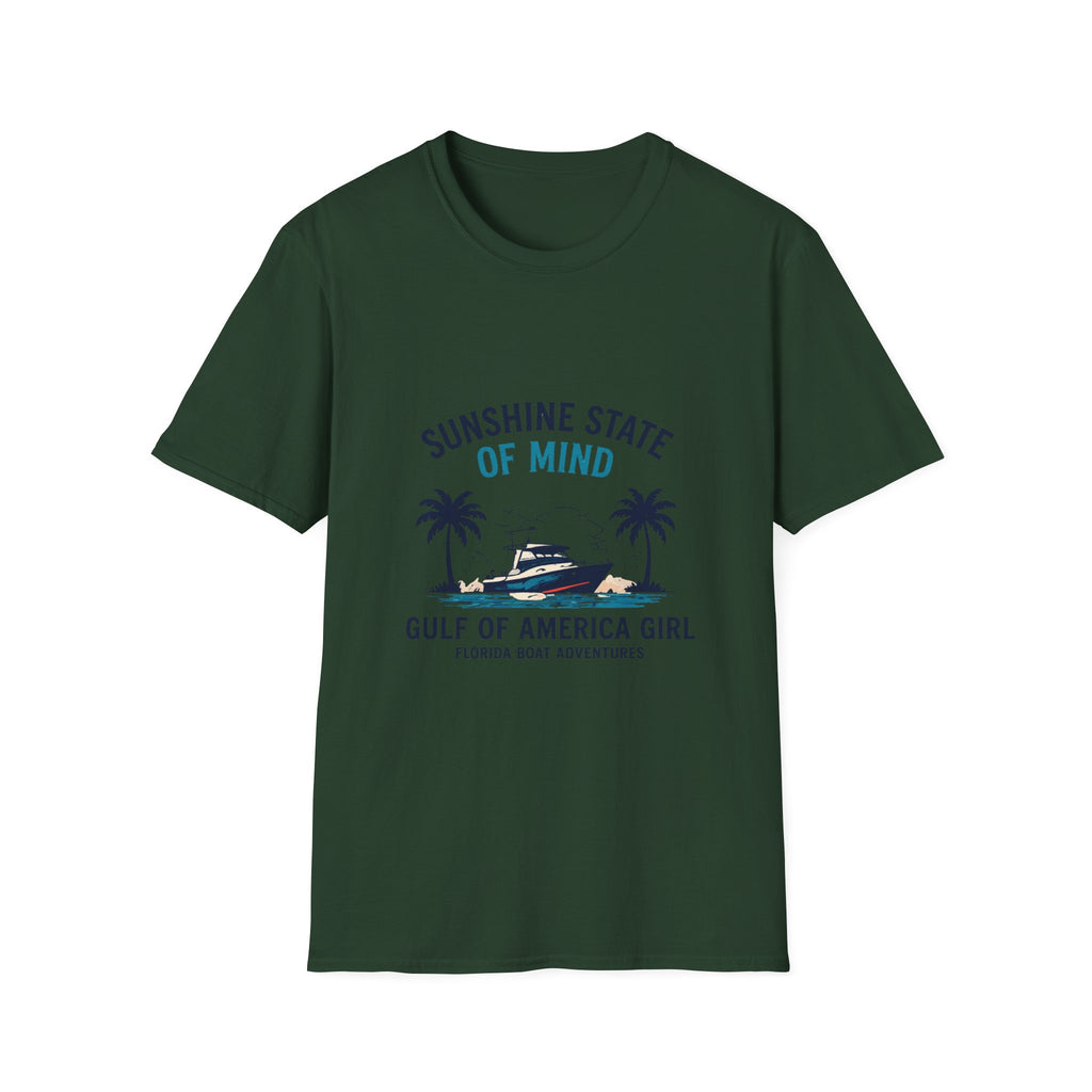 Sunshine State of Mind Tee | Gulf of America Girl | Florida Boat Adventures Boating Shirt for Women | Gildan 6400 T-Shirt