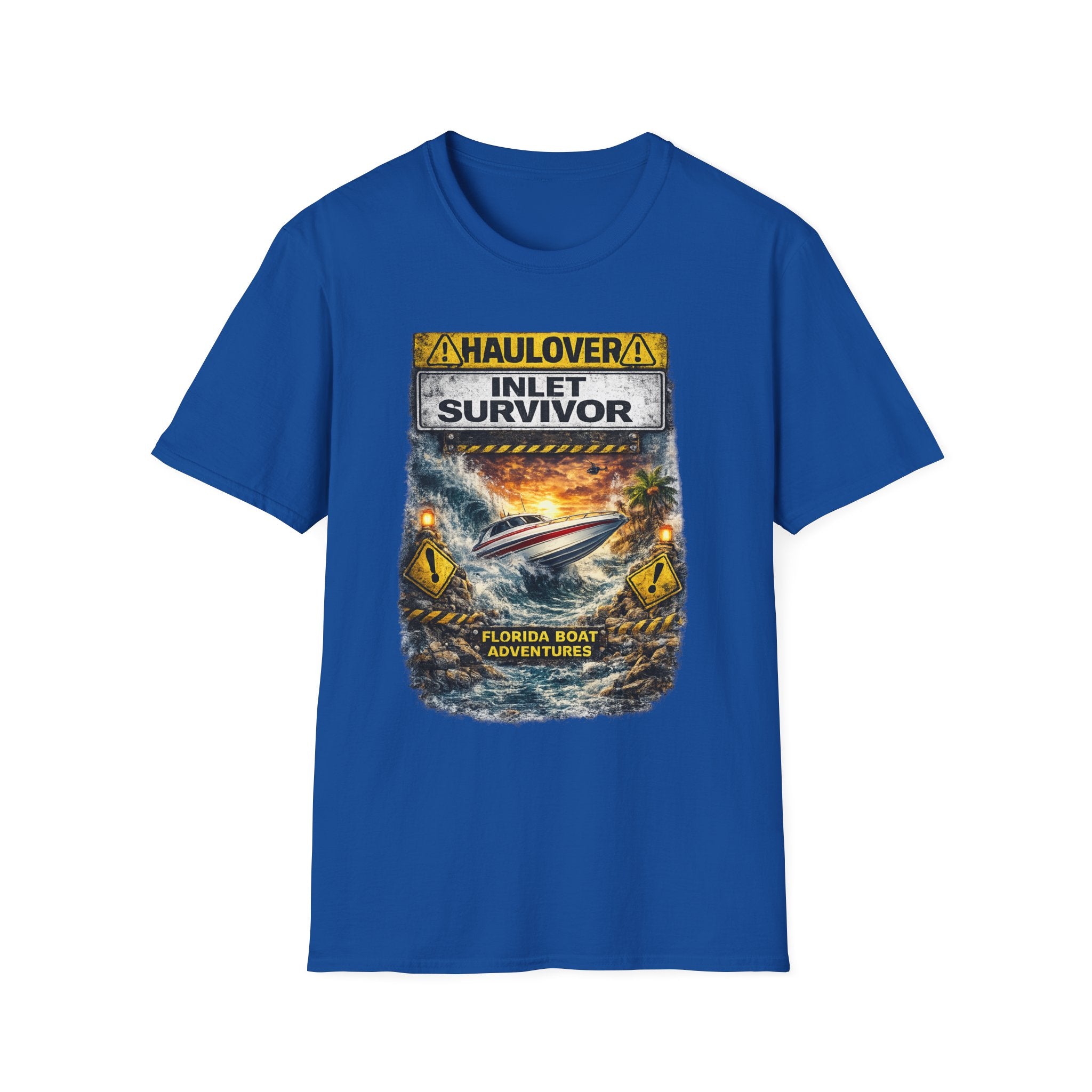 Haulover Inlet Survivor Tee | Miami Florida Boating & Offshore Fishing Shirt for Men | Gildan 6400 South Florida Inlet T-Shirt