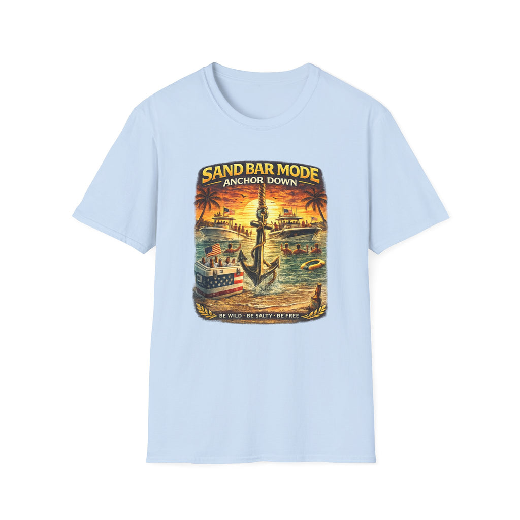 Anchor Down Sandbar Mode Tee | Funny Florida Boating & Sandbar Life Shirt for Men | Gildan 6400 T-Shirt