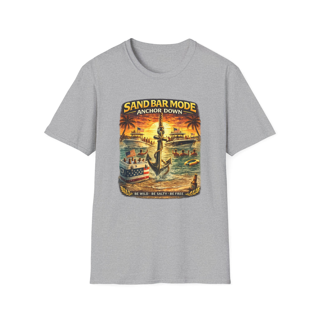 Anchor Down Sandbar Mode Tee | Funny Florida Boating & Sandbar Life Shirt for Men | Gildan 6400 T-Shirt