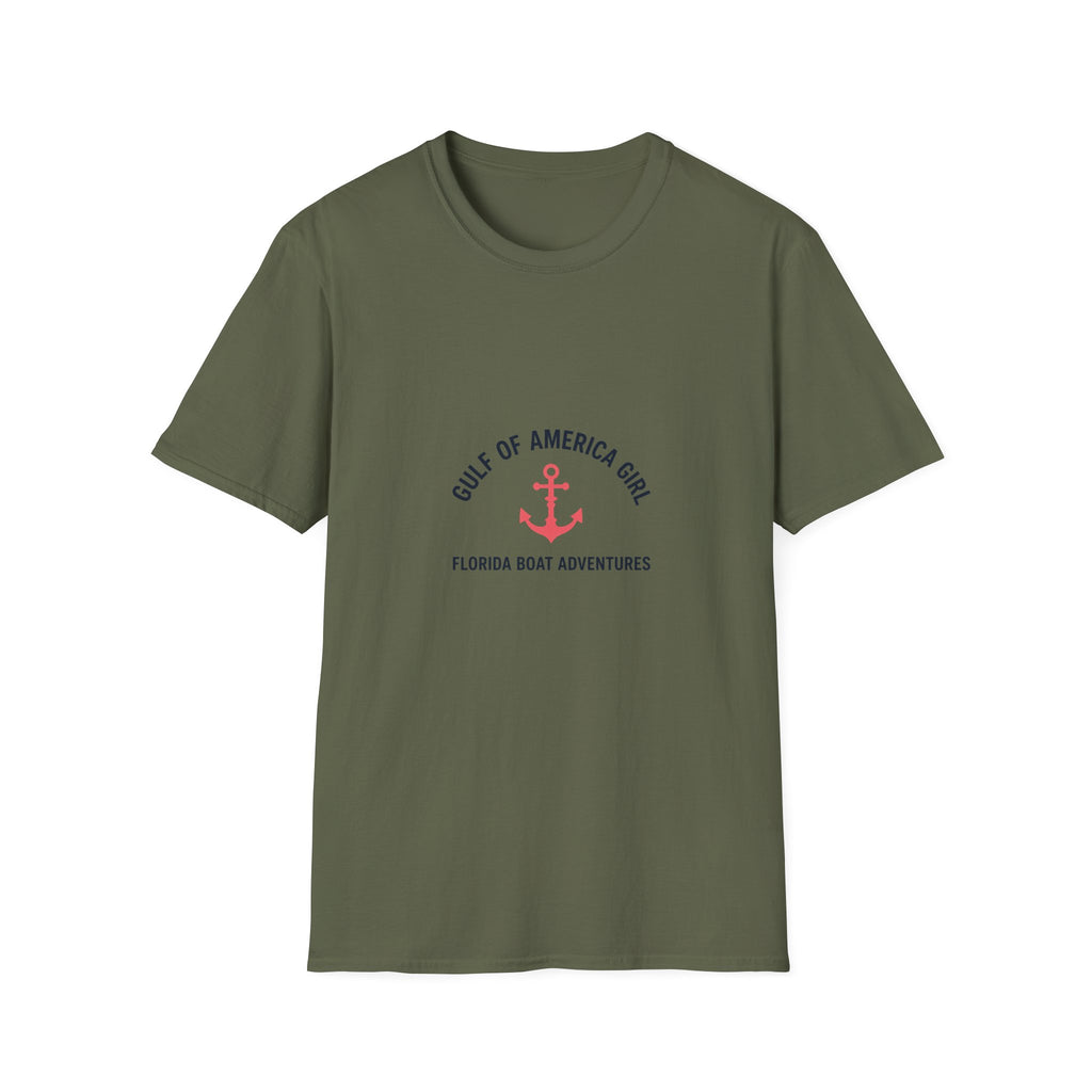 Gulf of America Girl Tee | Florida Boat Adventures Boating Lifestyle Shirt for Women | Gildan 6400 T-Shirt