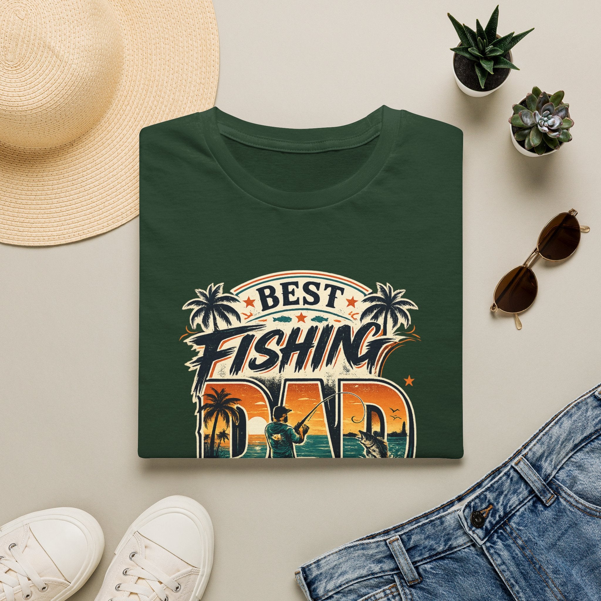 Best Fishing Dad Ever Tee | Florida Fishing Shirt for Men | Gildan 6400 Dad Gift T-Shirt