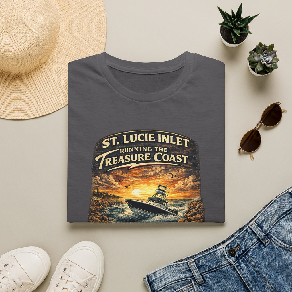 St. Lucie Inlet Adventure Begins Tee | Stuart Florida Boating & Offshore Fishing Shirt for Men | Gildan 6400 T-Shirt