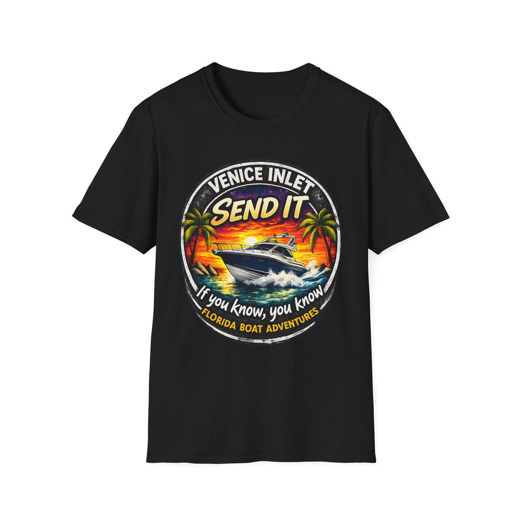 Venice Inlet Florida Tee | Gulf Coast Boating & Offshore Fishing Shirt for Men | Gildan 6400 Venice Florida T-Shirt