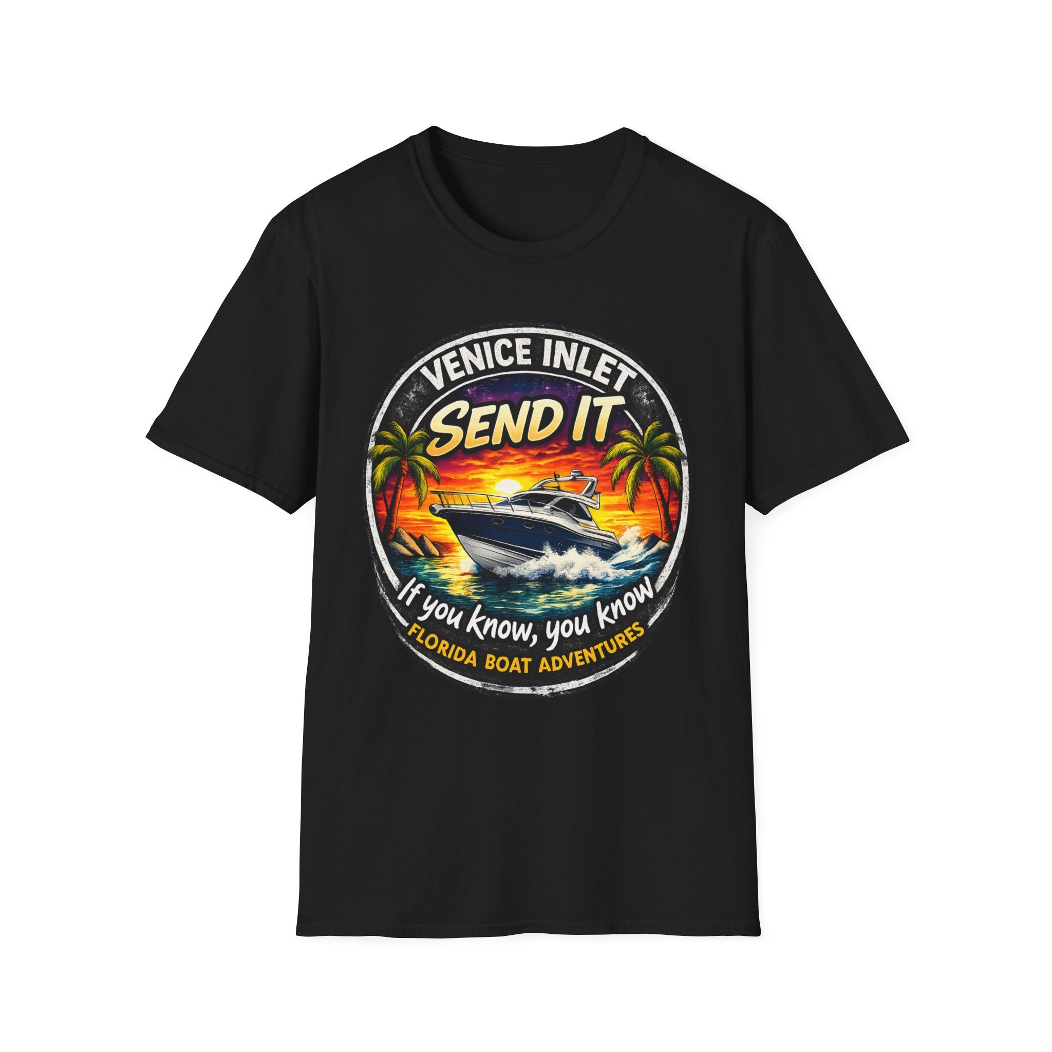 Venice Inlet Florida Tee | Gulf Coast Boating & Offshore Fishing Shirt for Men | Gildan 6400 Venice Florida T-Shirt