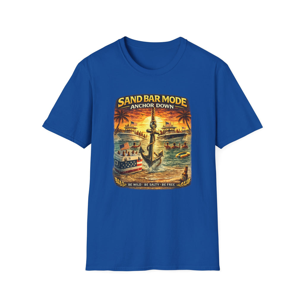 Anchor Down Sandbar Mode Tee | Funny Florida Boating & Sandbar Life Shirt for Men | Gildan 6400 T-Shirt