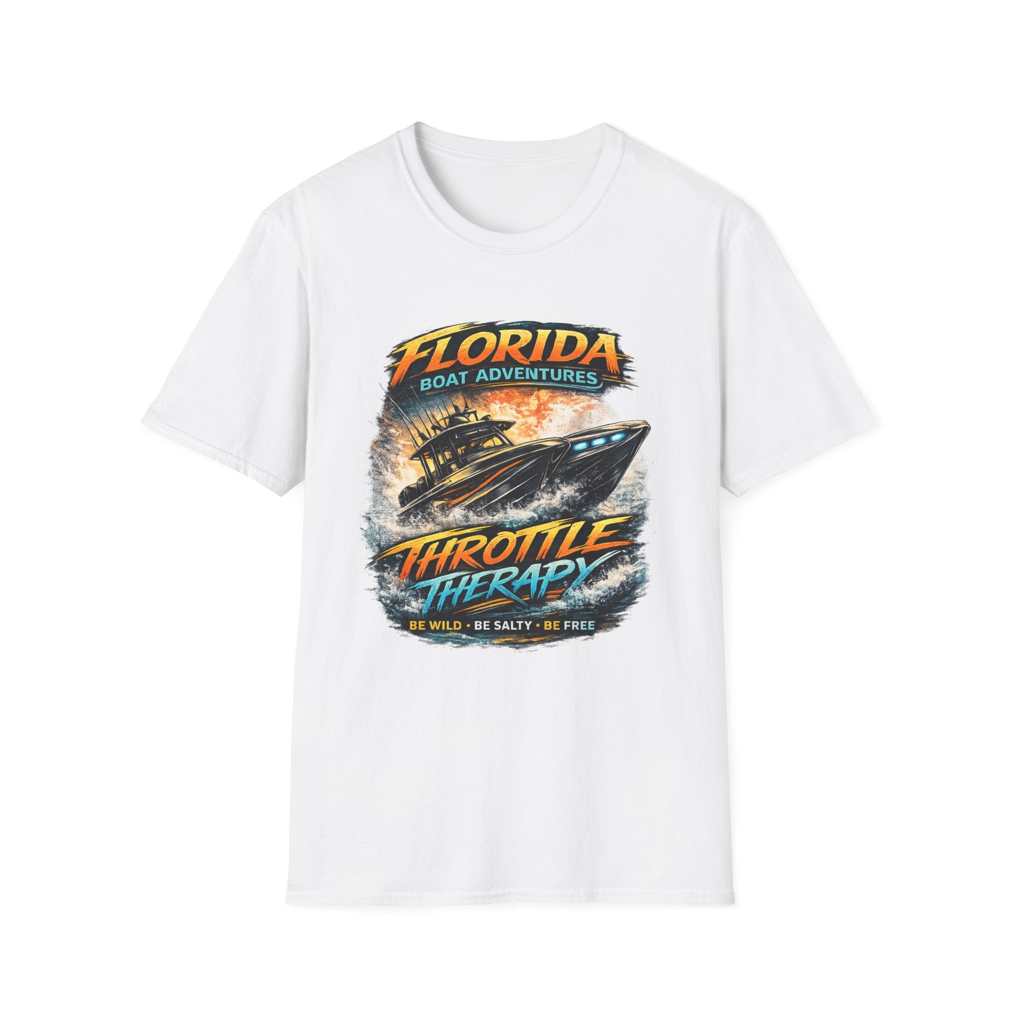 Throttle Therapy Tee | Funny Florida Boating & Offshore Sport Fishing Shirt for Men | Gildan 6400 T-Shirt