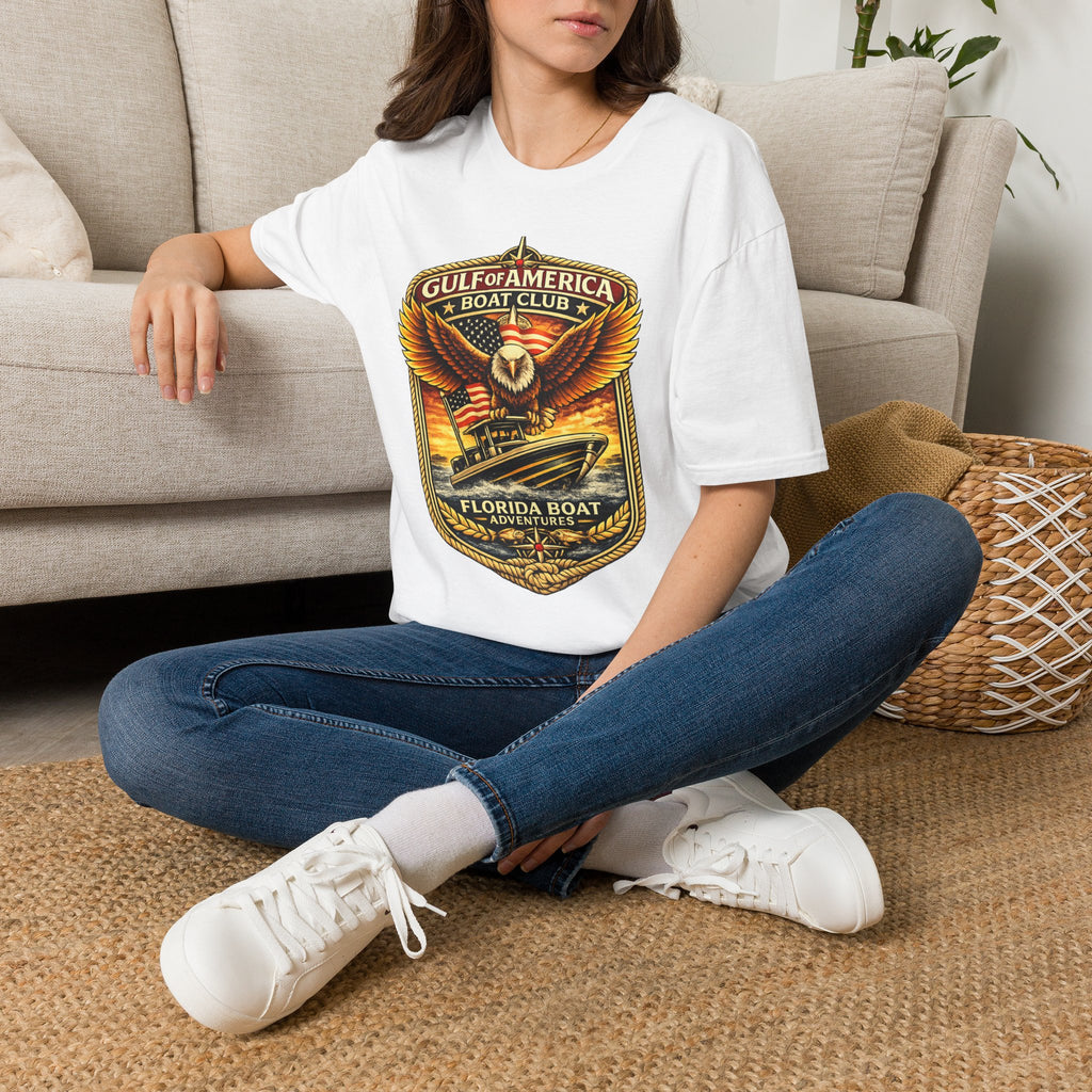 Gulf of America Boat Club Tee | Florida Gulf Coast Boating & Fishing Shirt for Men | Gildan 6400 T-Shirt